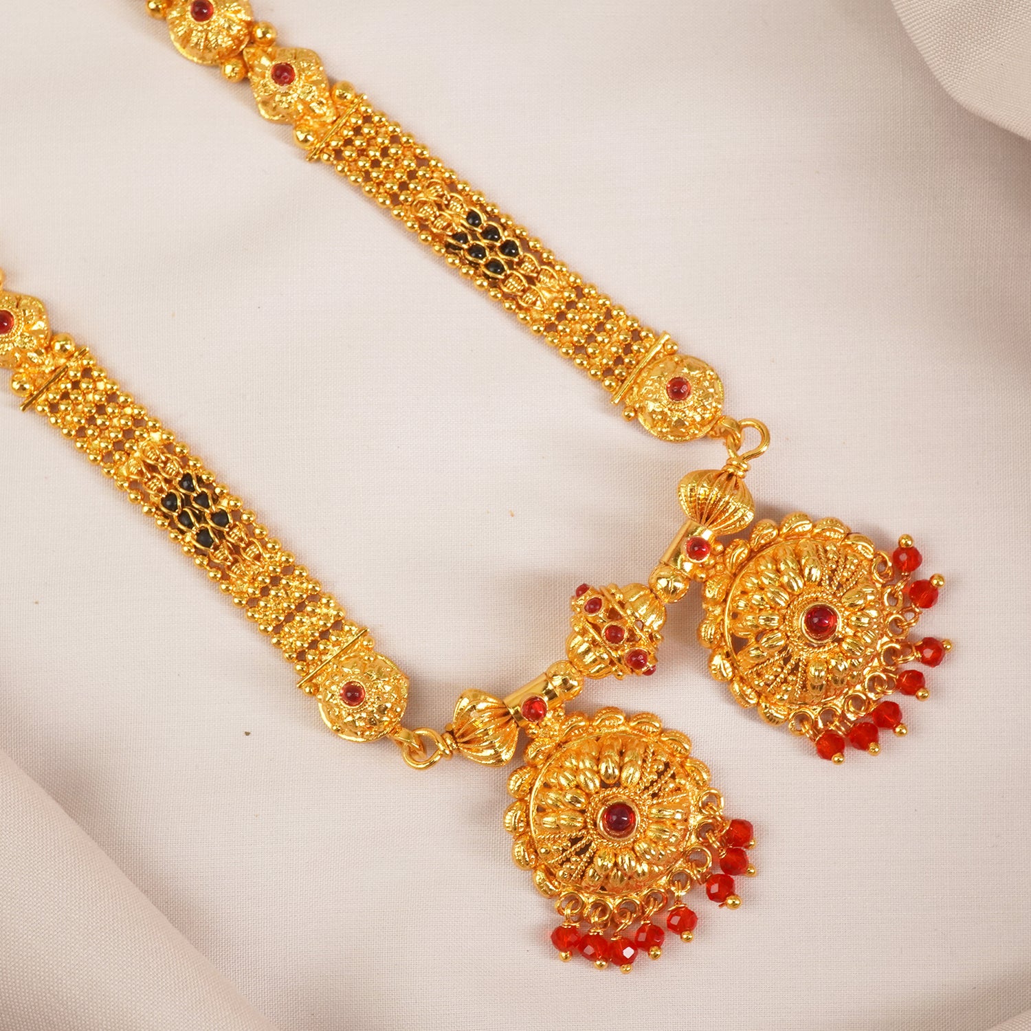 1 Gram Gold Mangalsutra With Vati Pendant And Stone MS1G-1514