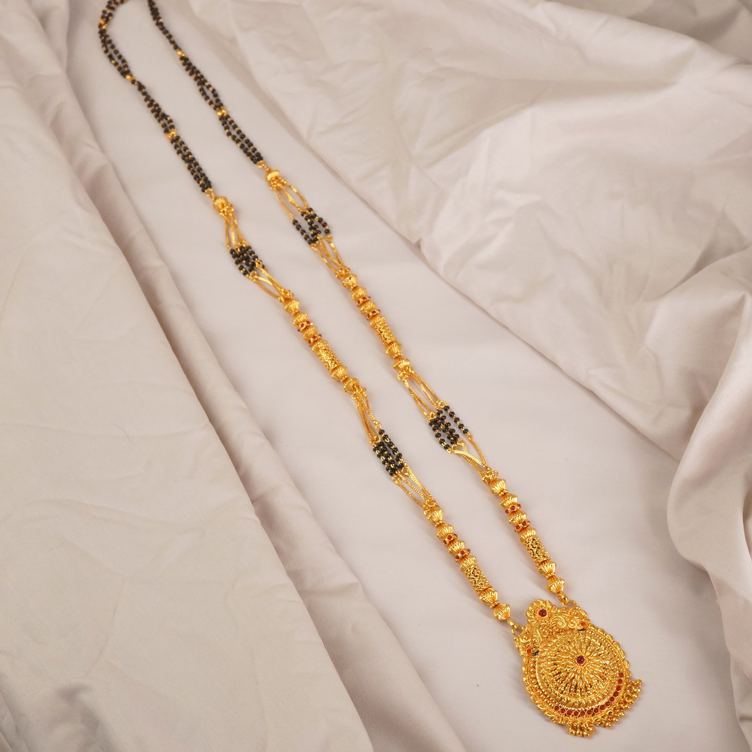 One Gram Gold Finish Mangalsutra Flower Pendant Design - MS1G-1516