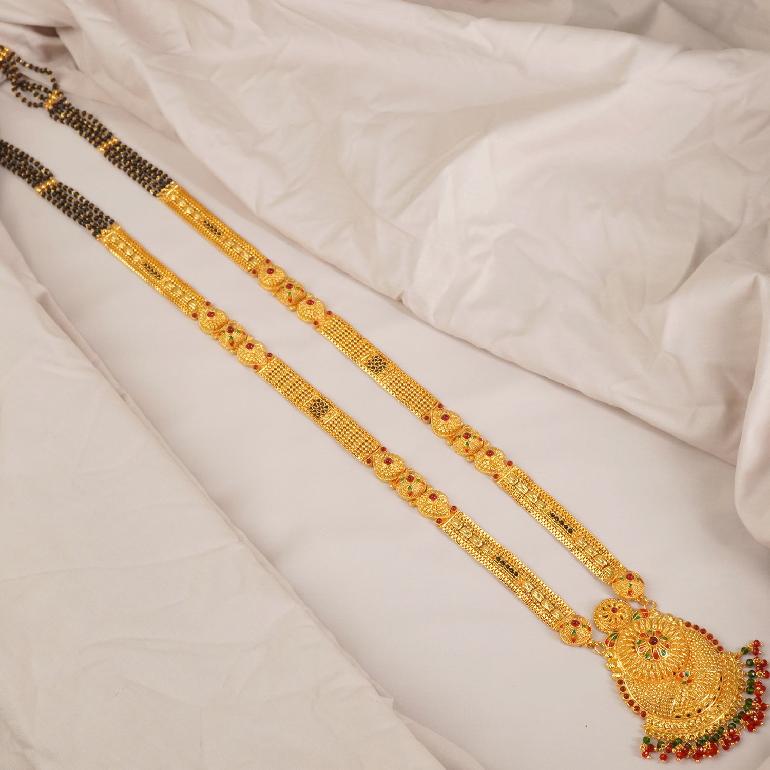 1 Gram Gold Mangalsutra With Gold Meena Pendant MS1G-1509