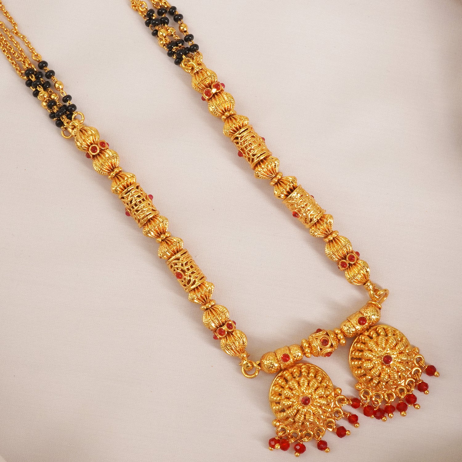 One Gram Gold Finish Mangalsutra With Vati Pendant Design MS1G-1519