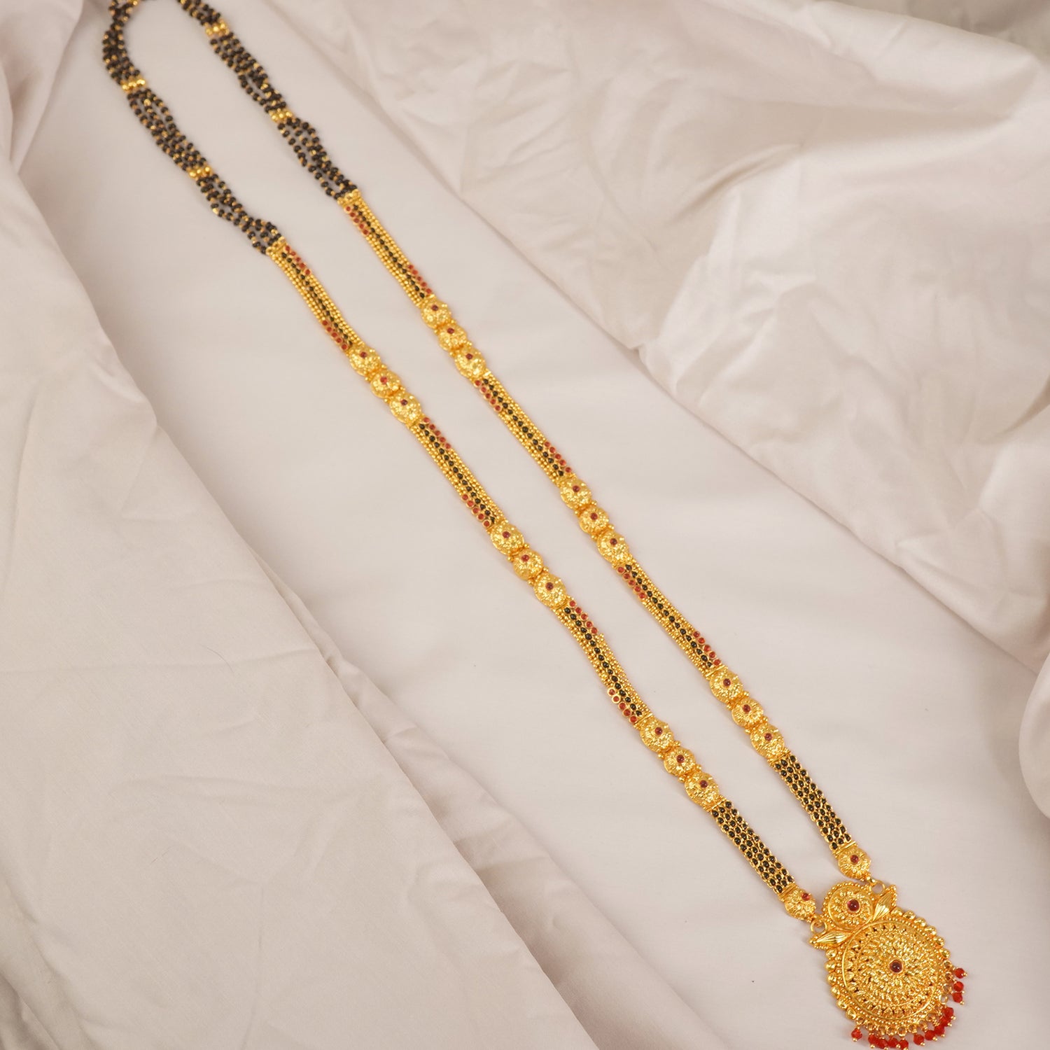 1 Gram Gold Mangalsutra With Flower Pendant MS1G-1526