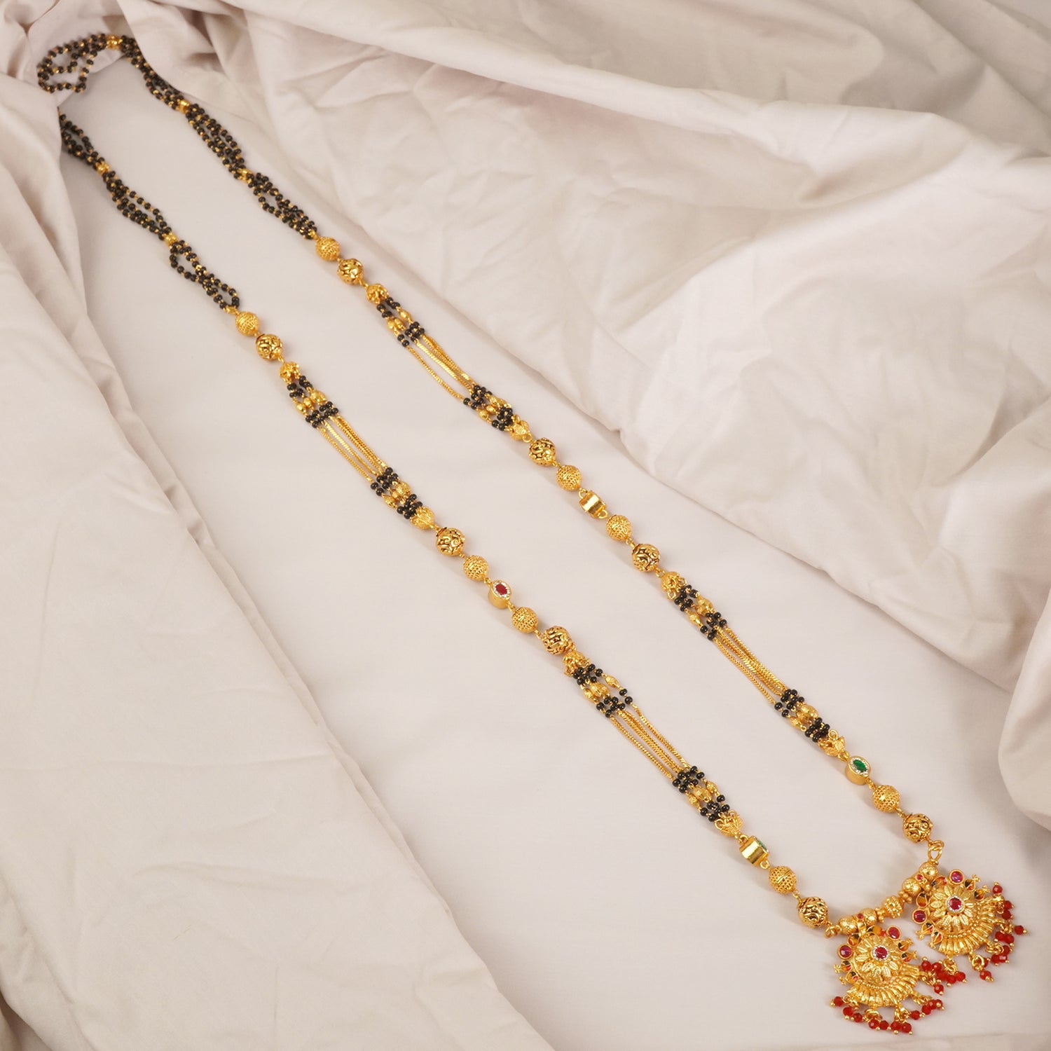 One Gram Gold Finish Mangalsutra Swarovski Vati Design - MS1G-1530