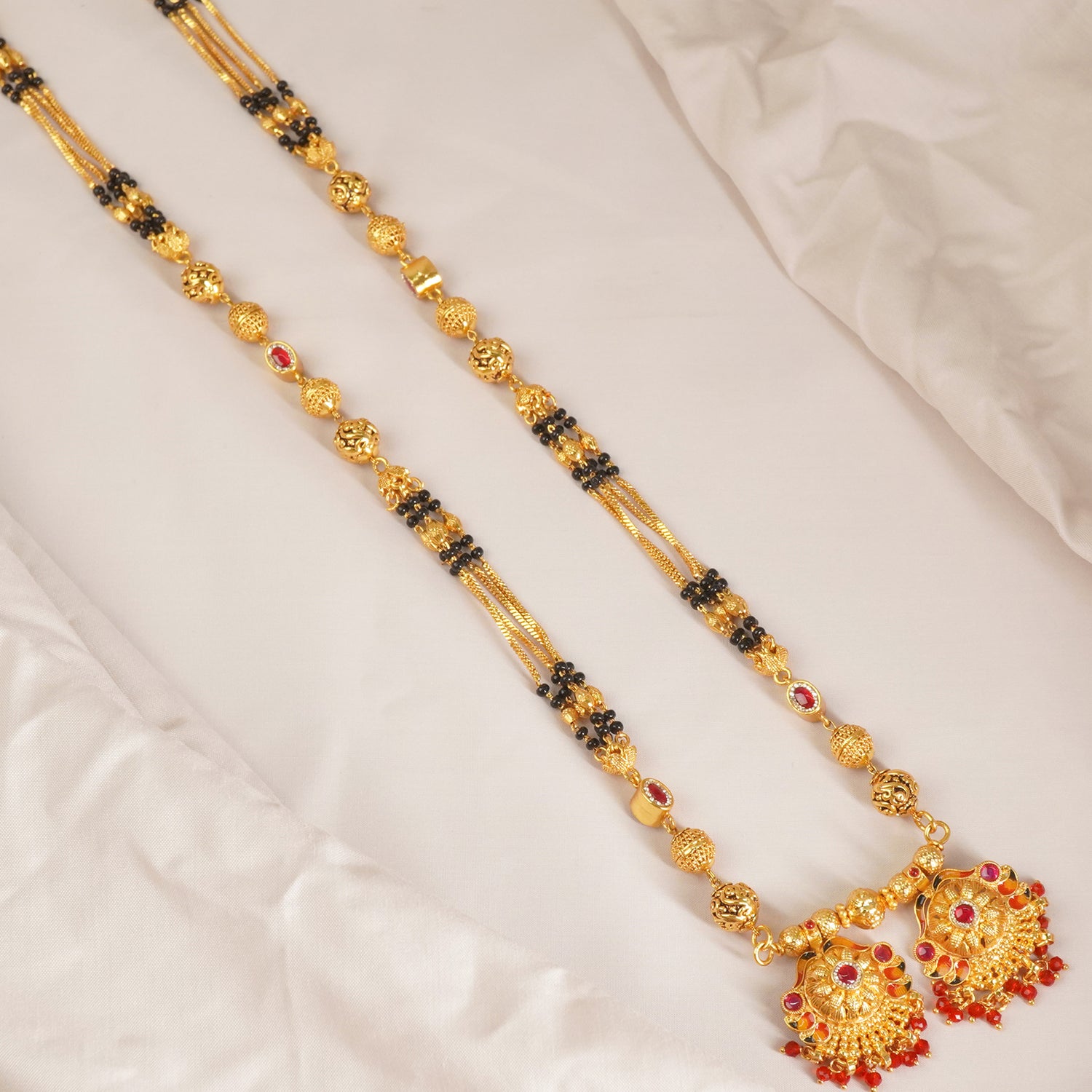 One Gram Mangalsutra AD Stone Vati Design - MS1G-1531