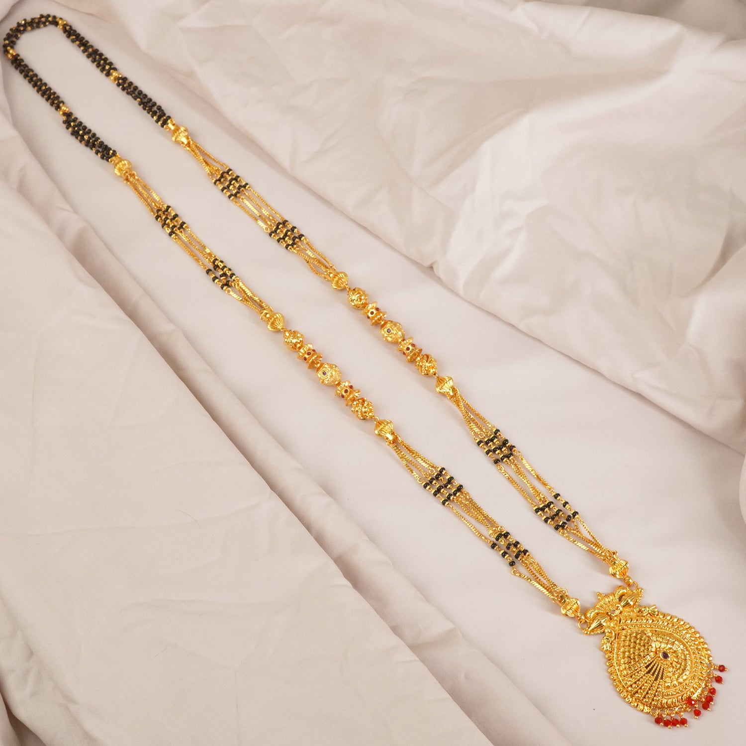 One Gram Gold Finish Mangalsutra Paan Design - MS1G-1532