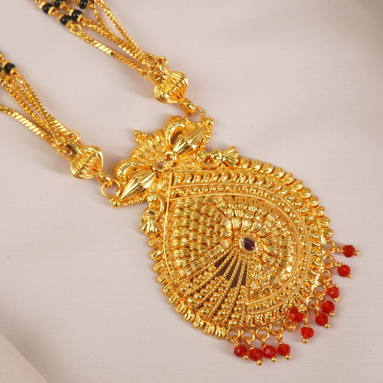 One Gram Gold Finish Mangalsutra Paan Design - MS1G-1532