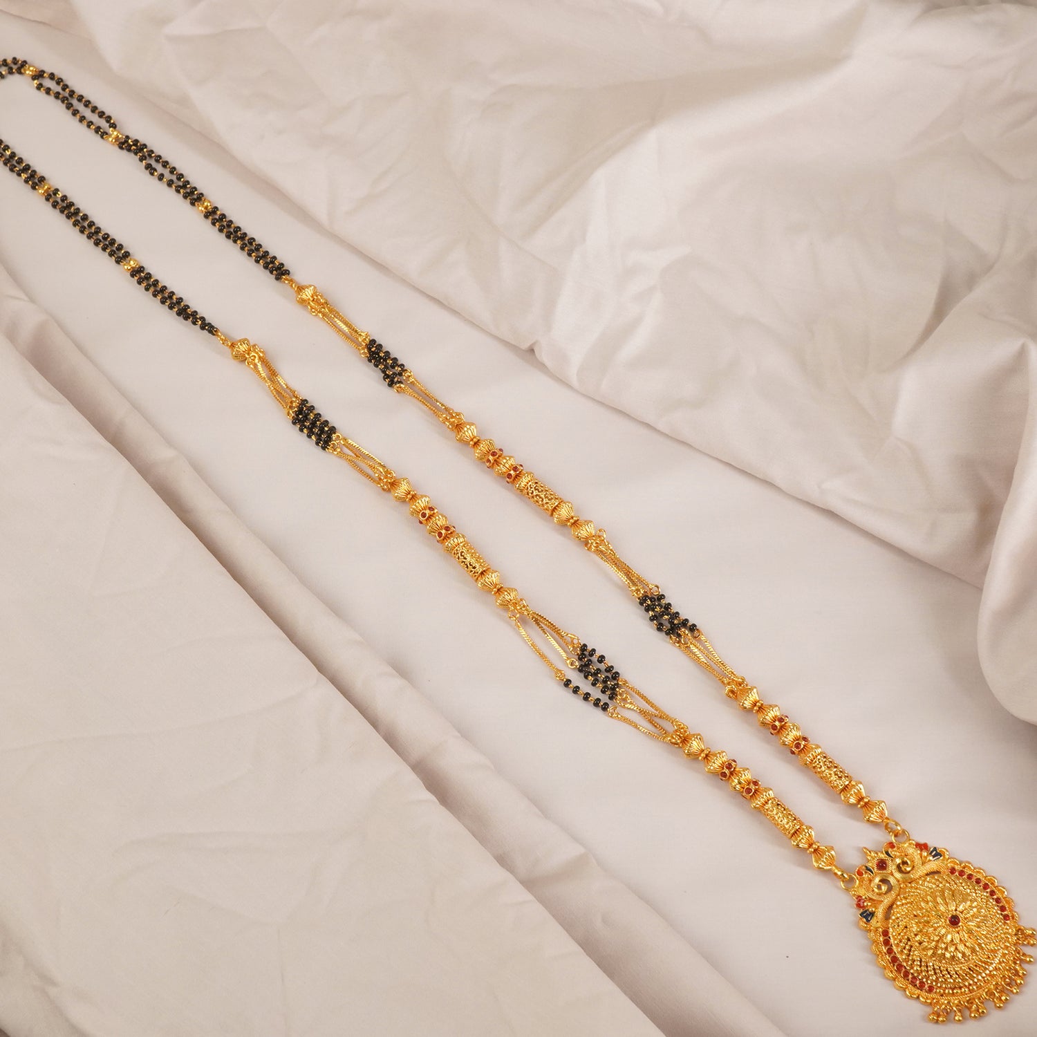 One Gram Gold Finish Mangalsutra Flower Design - MS1G-1535