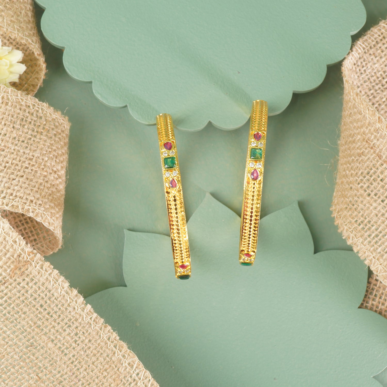 V Bangles With Hand Set Stones