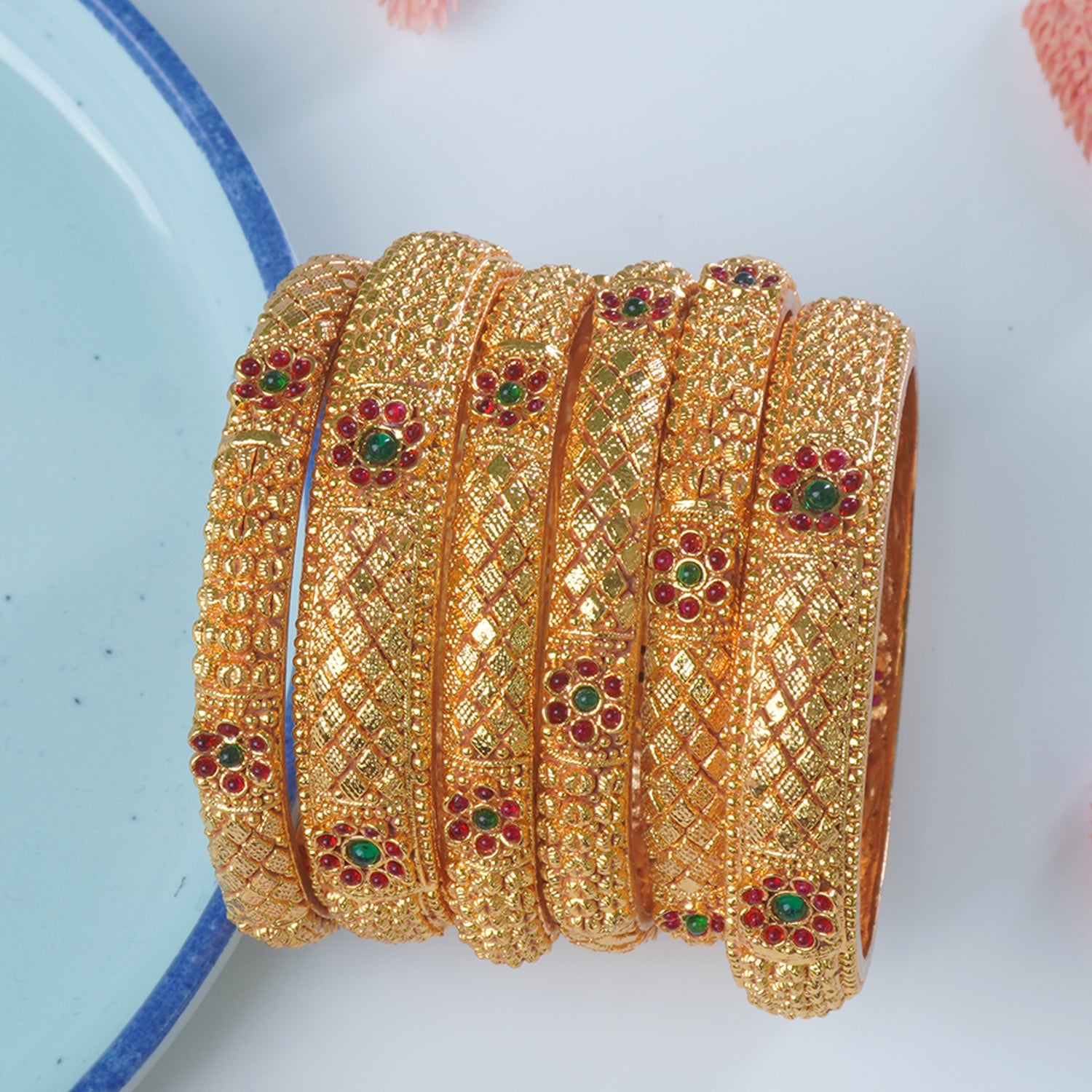 One Gram Bangles Big Rava Flower Design