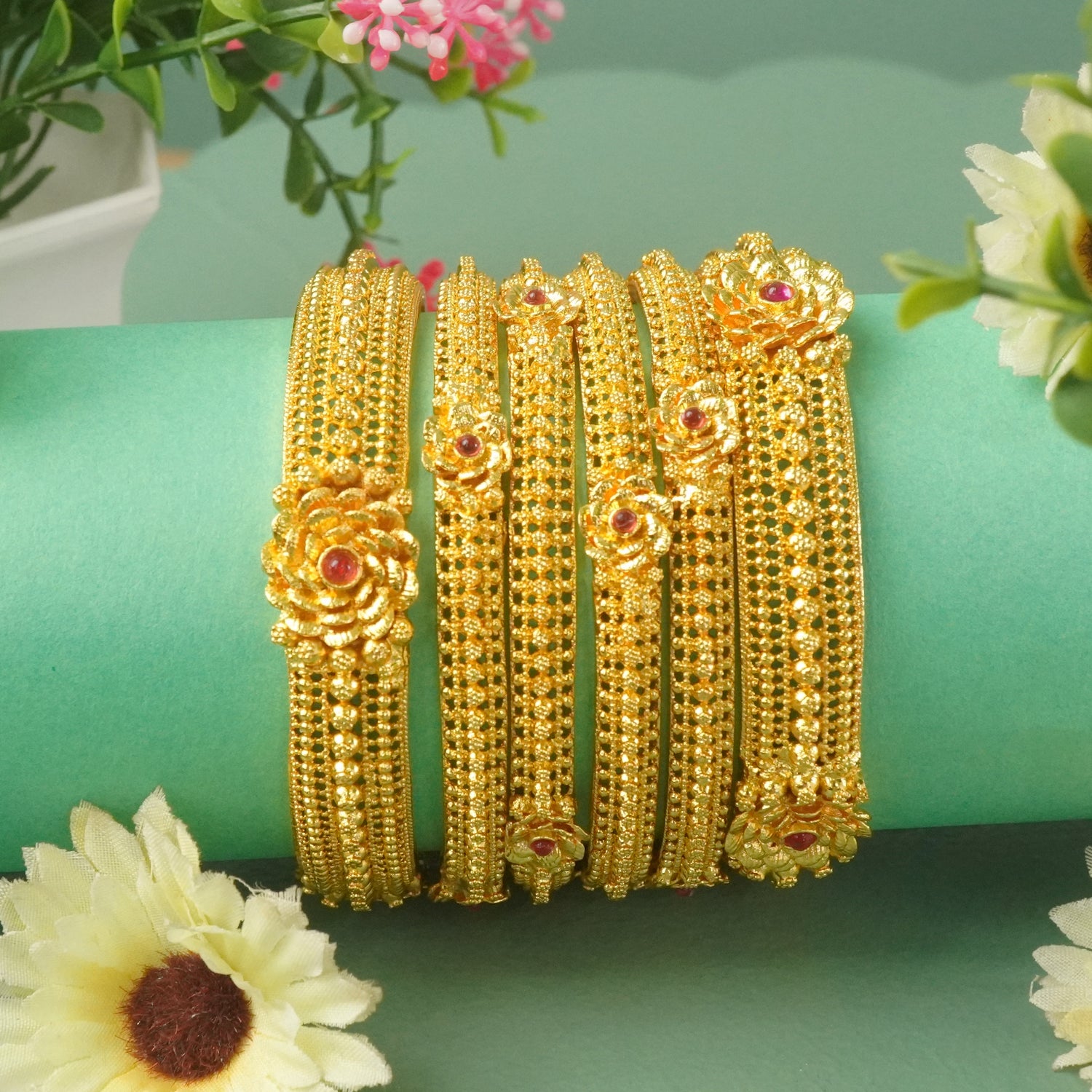 One Gram Bangles Flower Design
