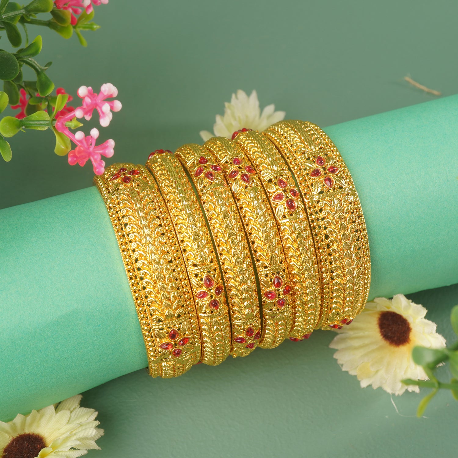 One Gram Bangles Big Flower Design