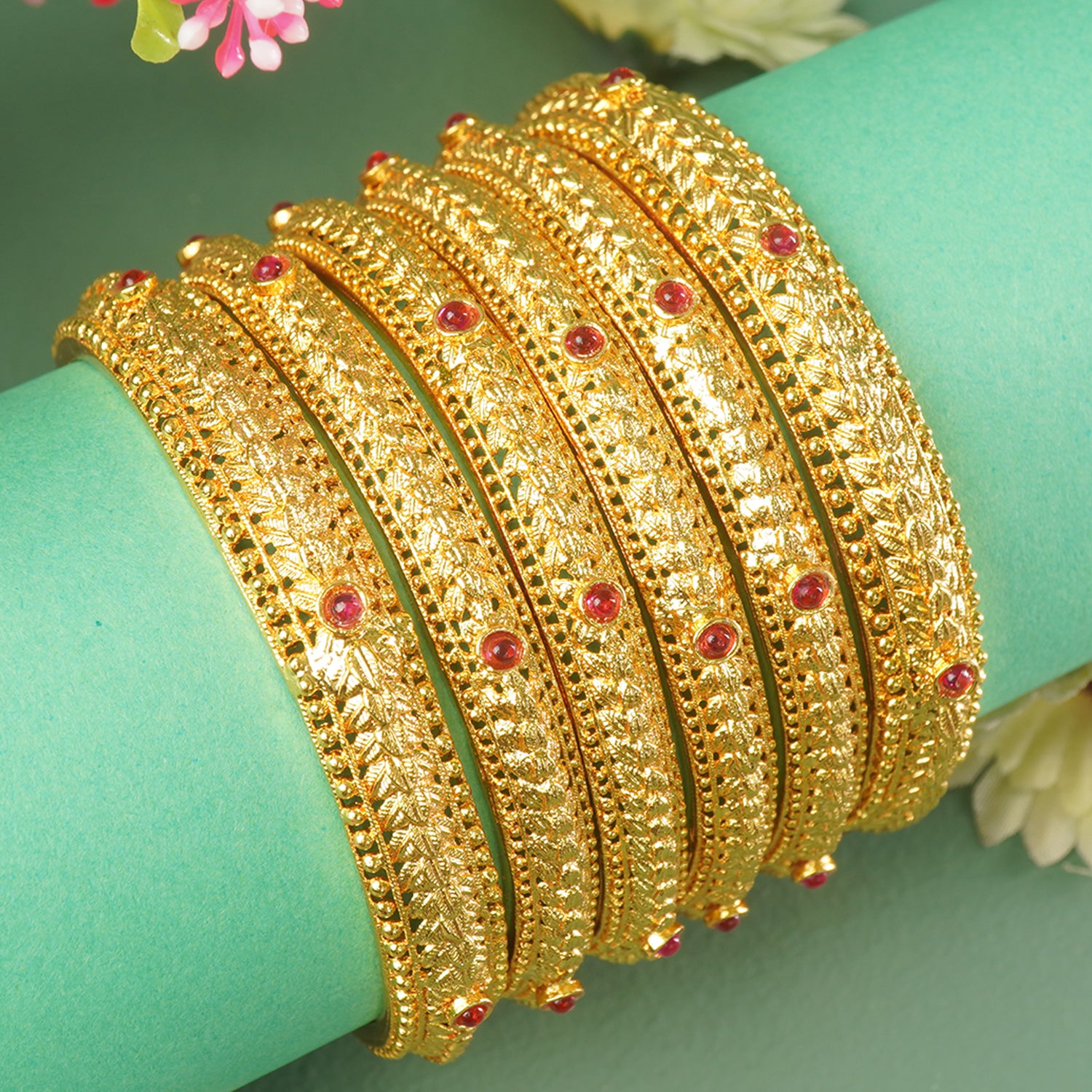 One Gram Bangles V Flower Design