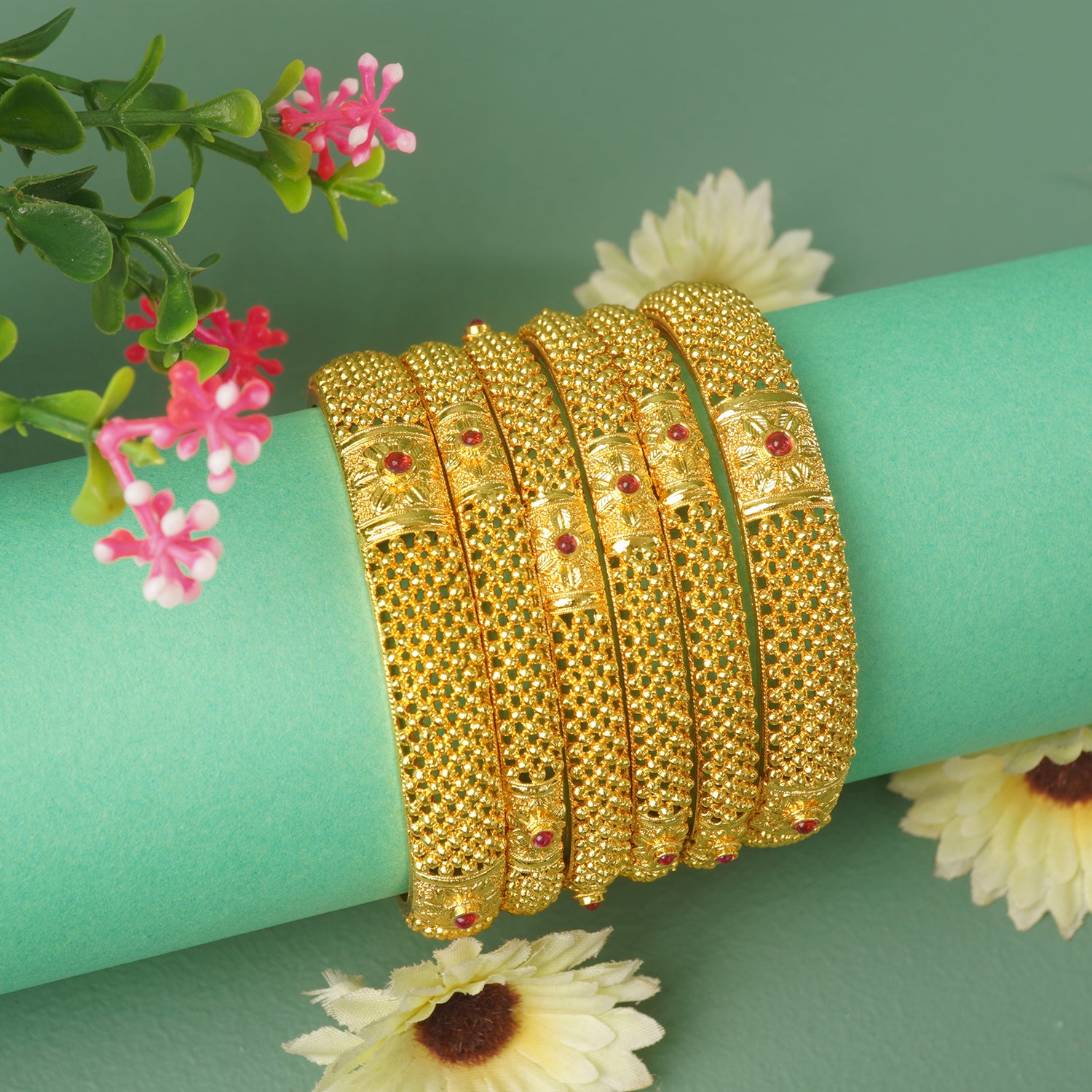 One Gram Bangles Rava Flower Design
