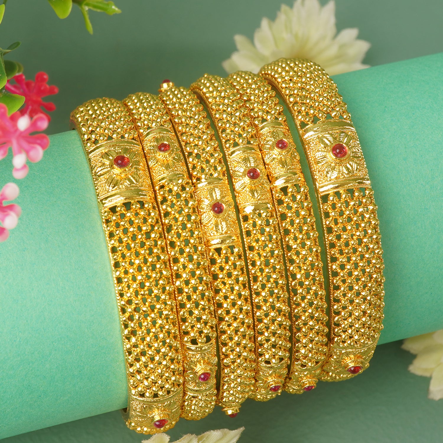 One Gram Bangles Rava Flower Design