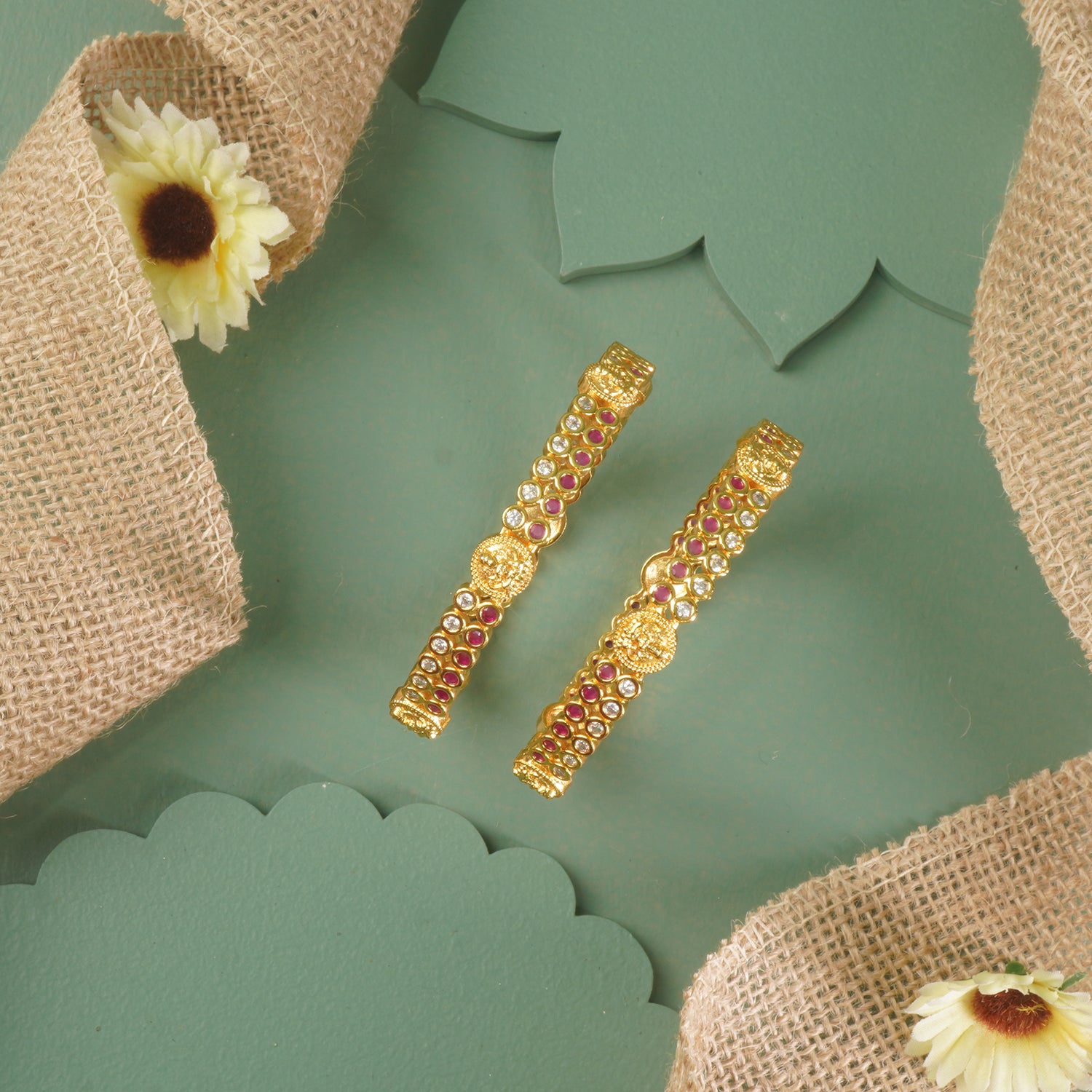 Stone Studded Laxmi Bangles Design Online