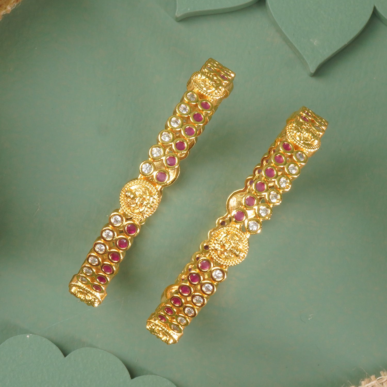 Stone Studded Laxmi Bangles Design Online
