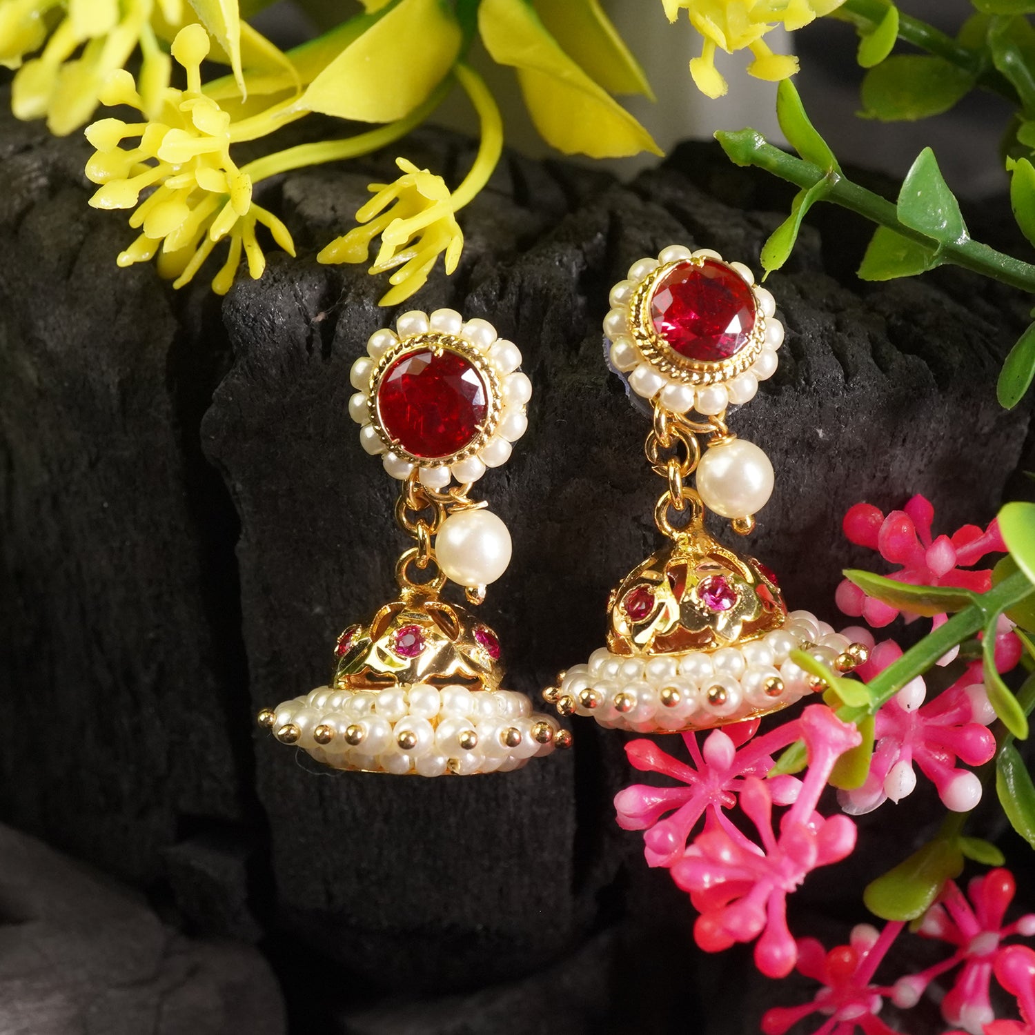 Gold plated Surya Jhumkas