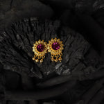 gold plated flower shaped earrings