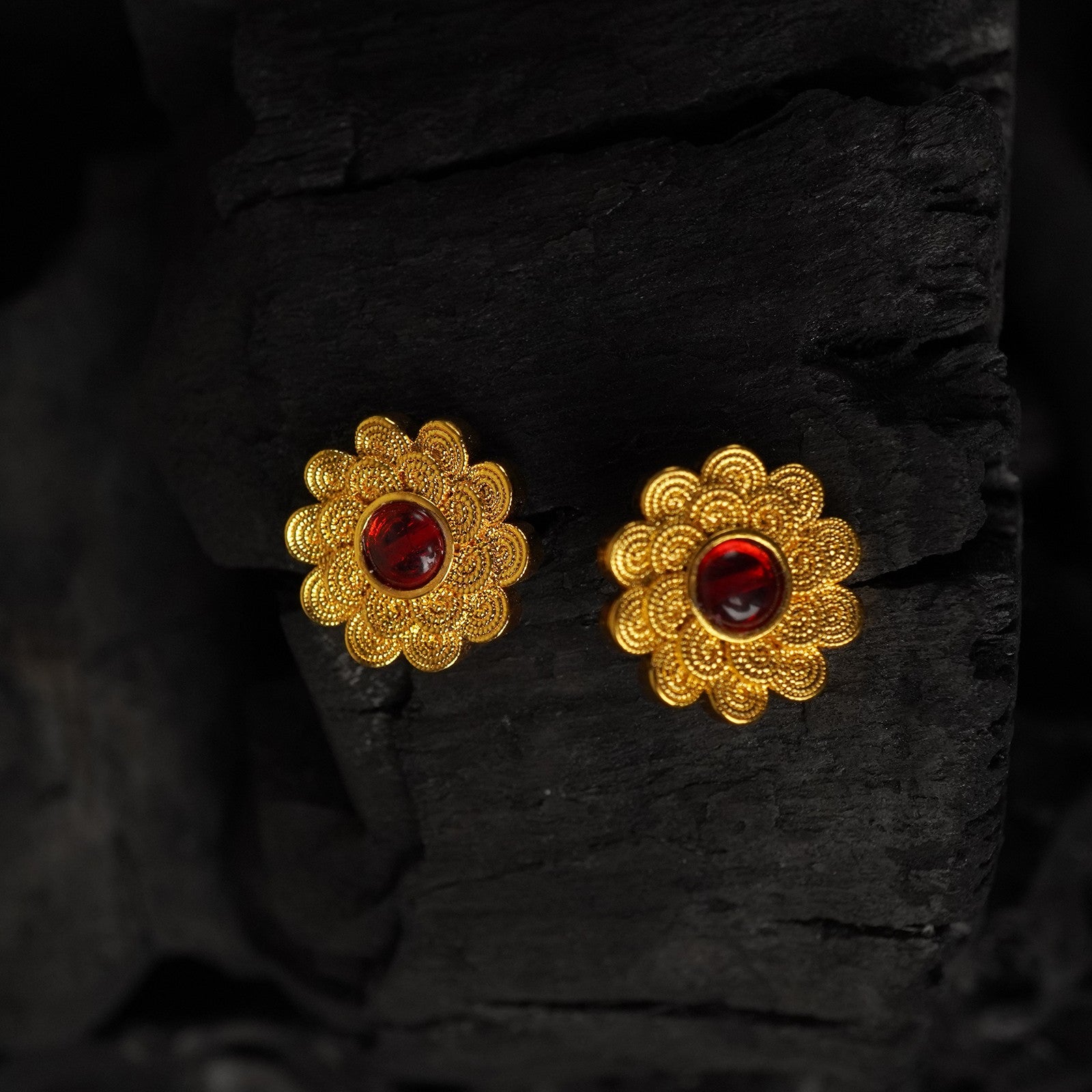 gold plated jalebi shaped earrings