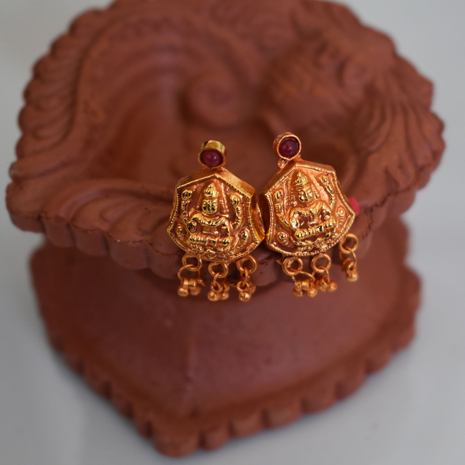 Earrings Laxmi Antique Pendal Geru-Polished