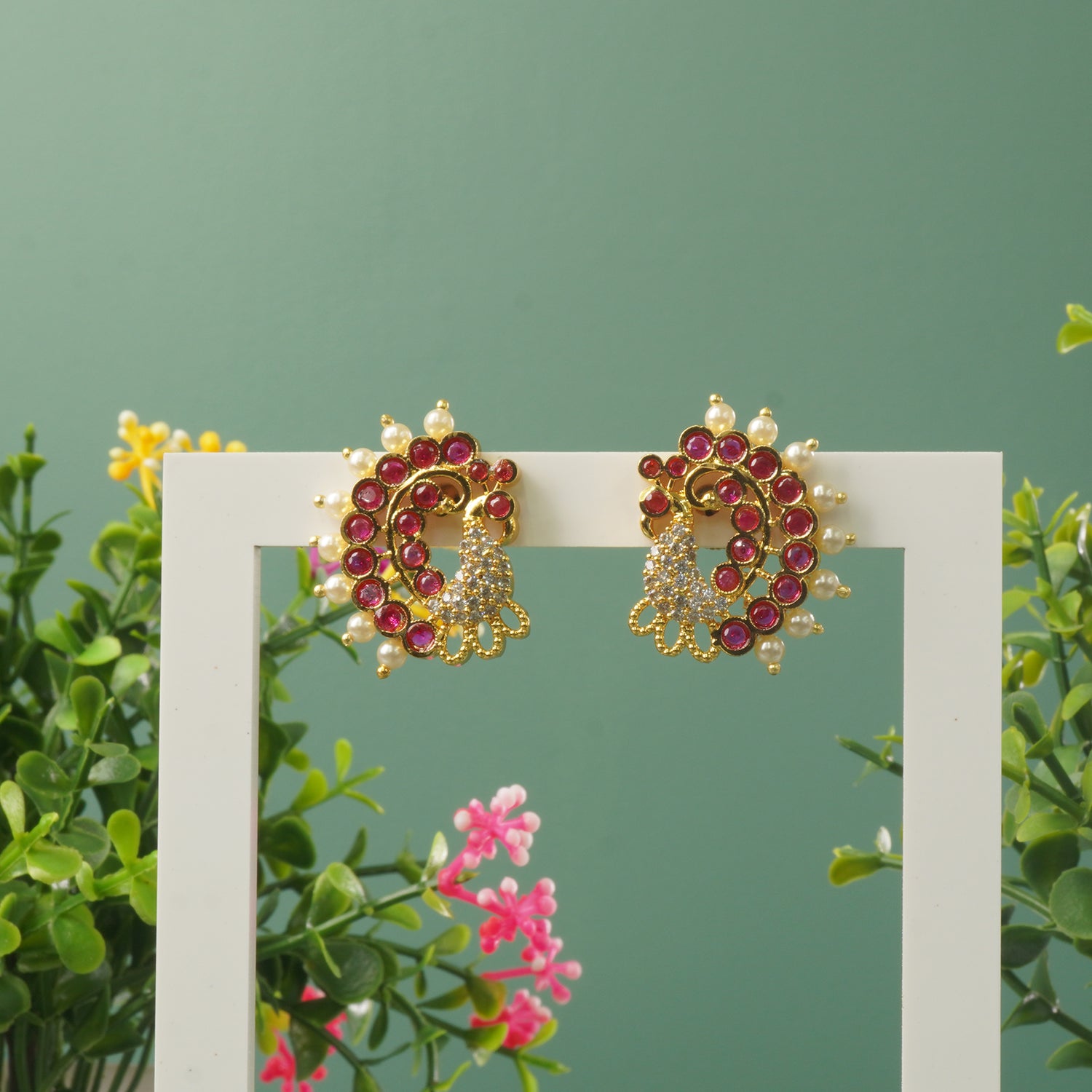 Gold Plated HandSet Karwari Peacock Earrings