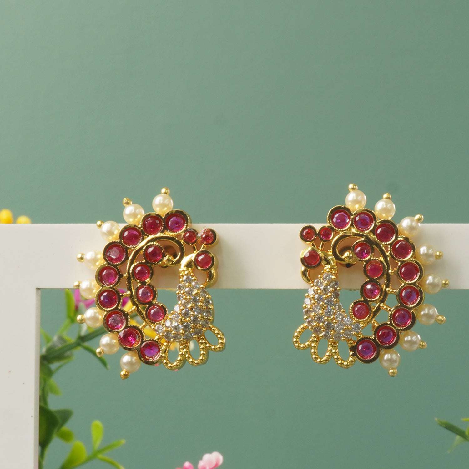 Gold Plated HandSet Karwari Peacock Earrings