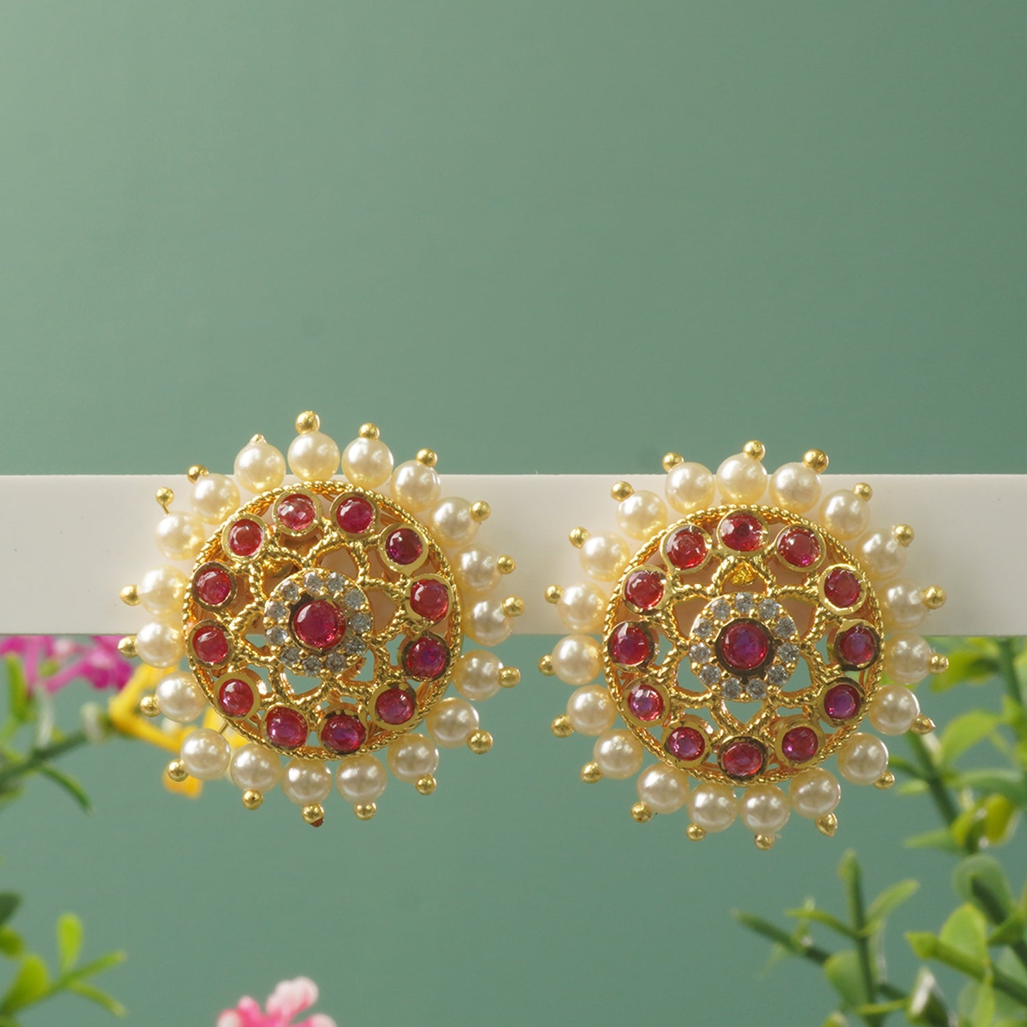 Gold Plated HandSet Karwari Gol Earrings