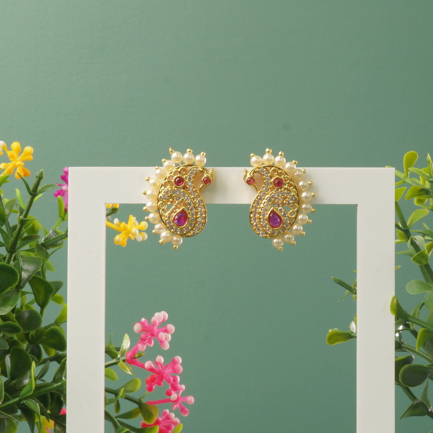 Gold Plated HandSet Karwari Peacock Earrings