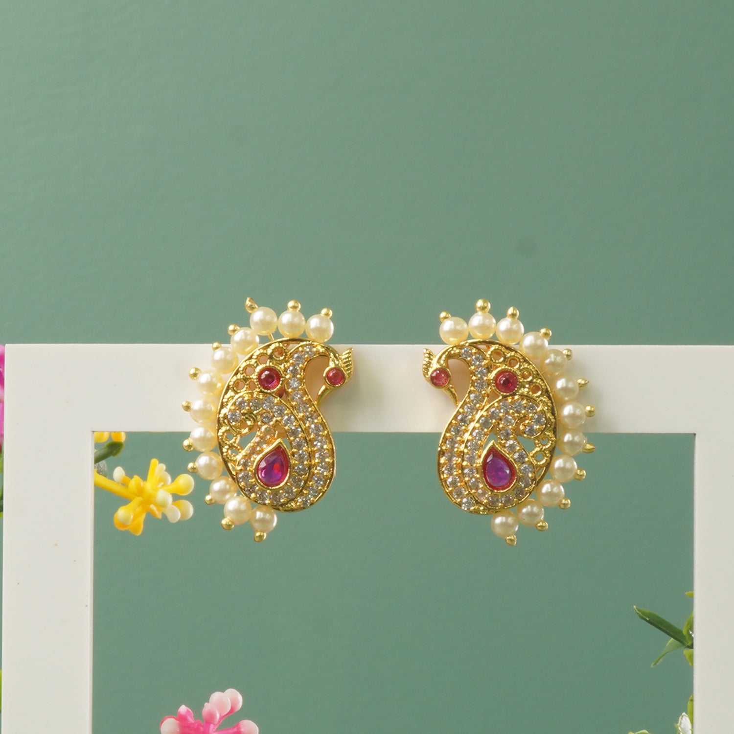 Gold Plated HandSet Karwari Peacock Earrings