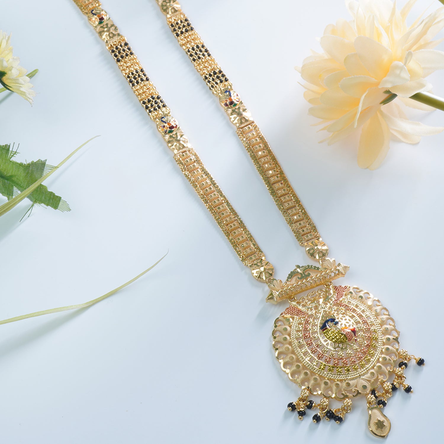 36" Forming Mangalsutra With Dancing Peacock Pendant