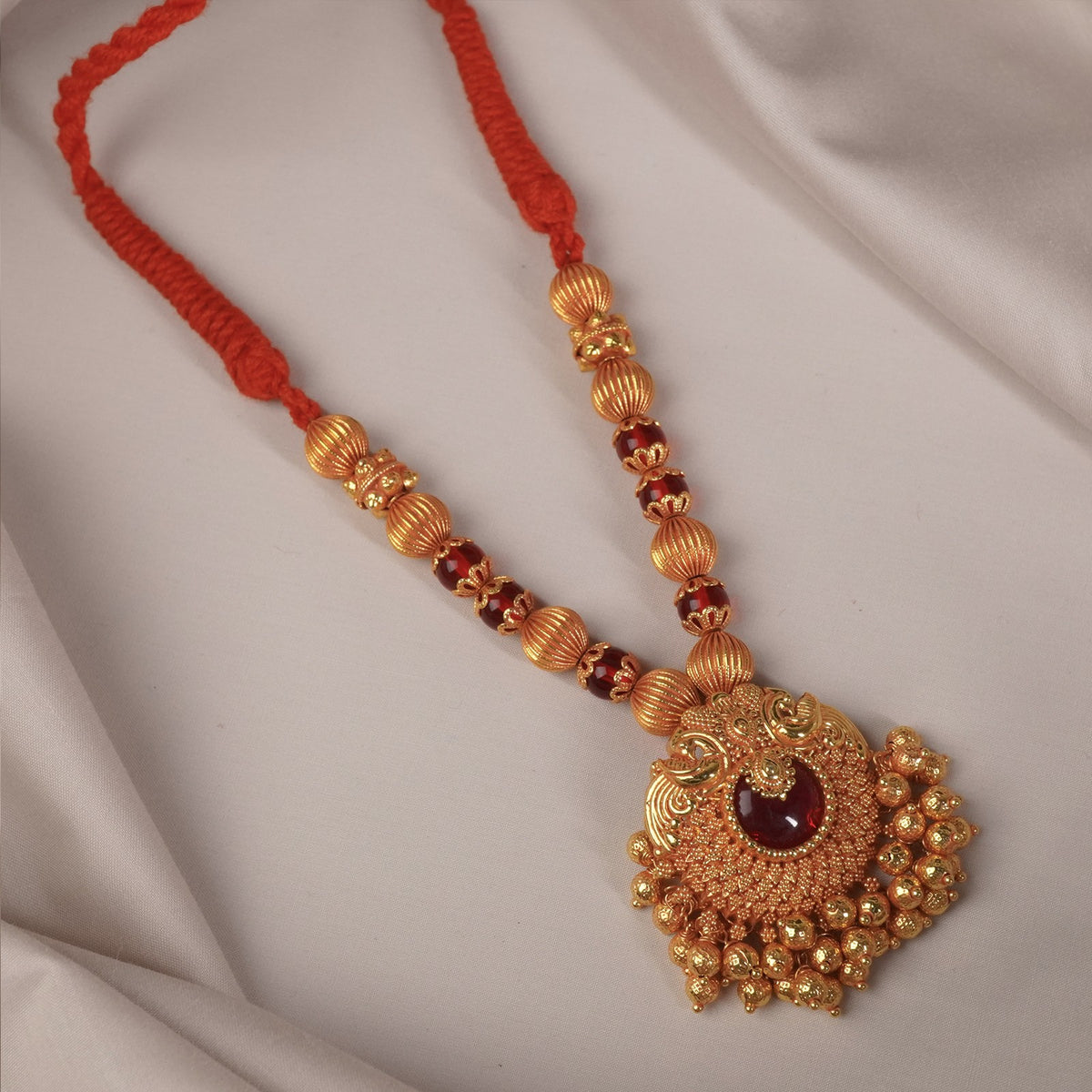 small length gheru necklace design