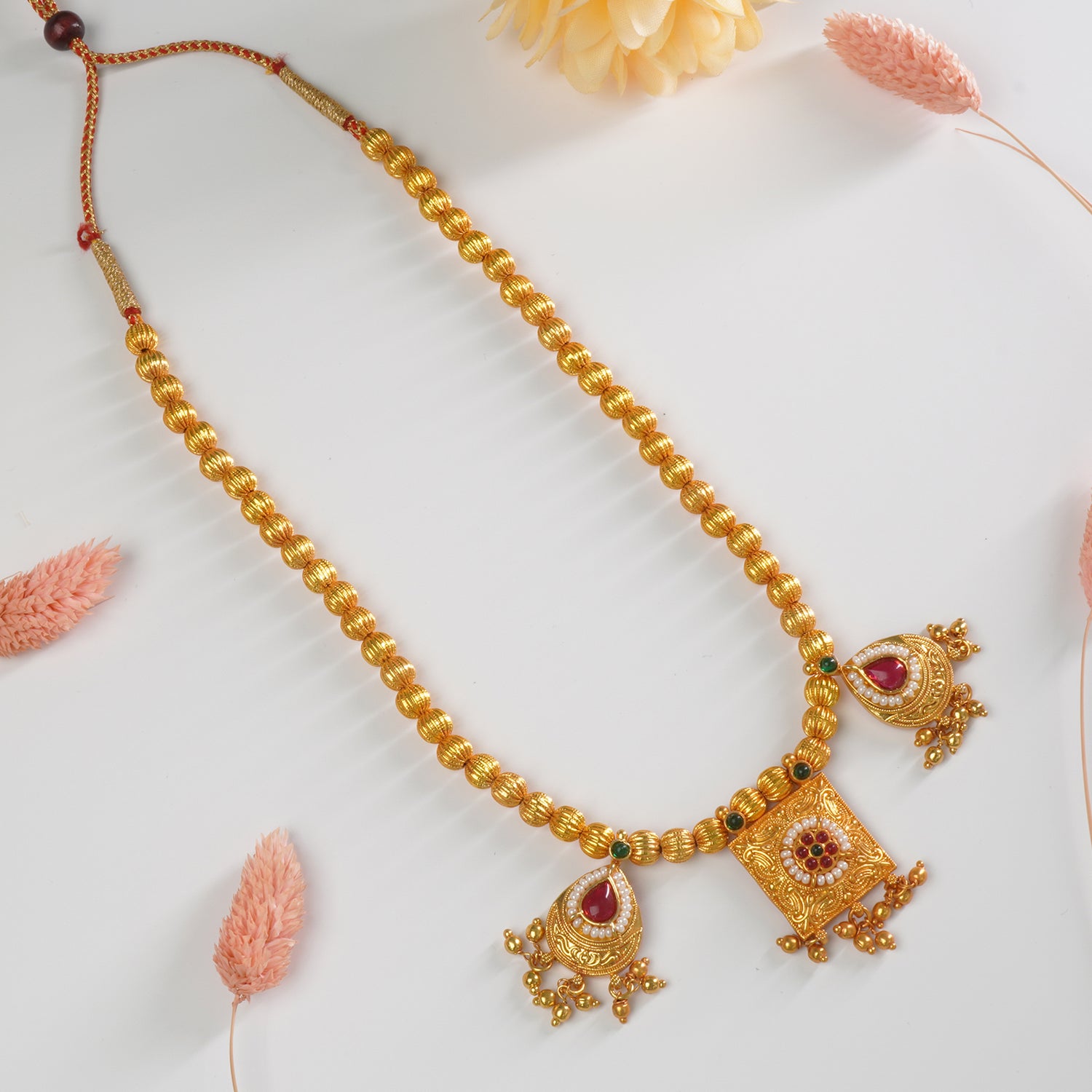 Shop Long Gheru Finish Traditional Maharashtrian Necklace