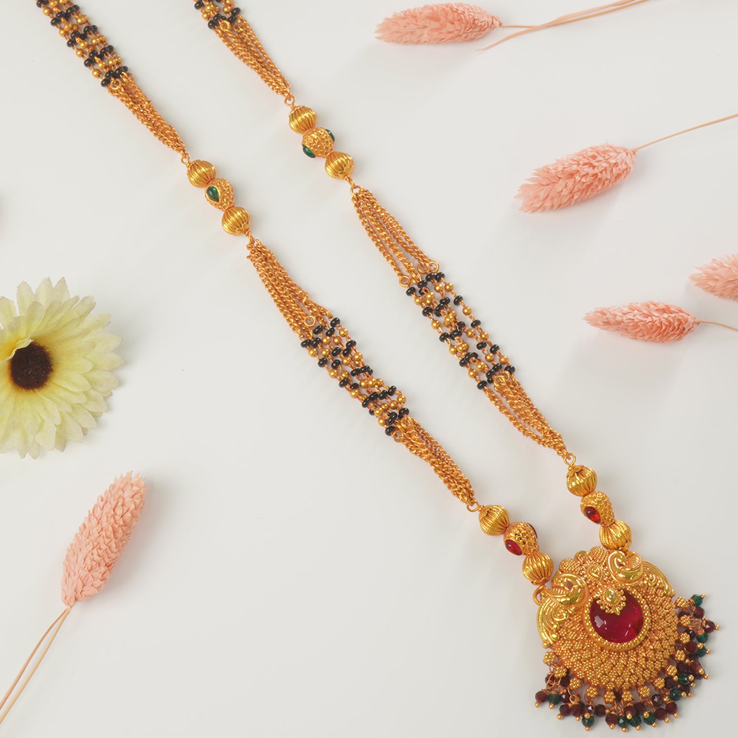 Gheru Mangalstura Peacock Pendant Design