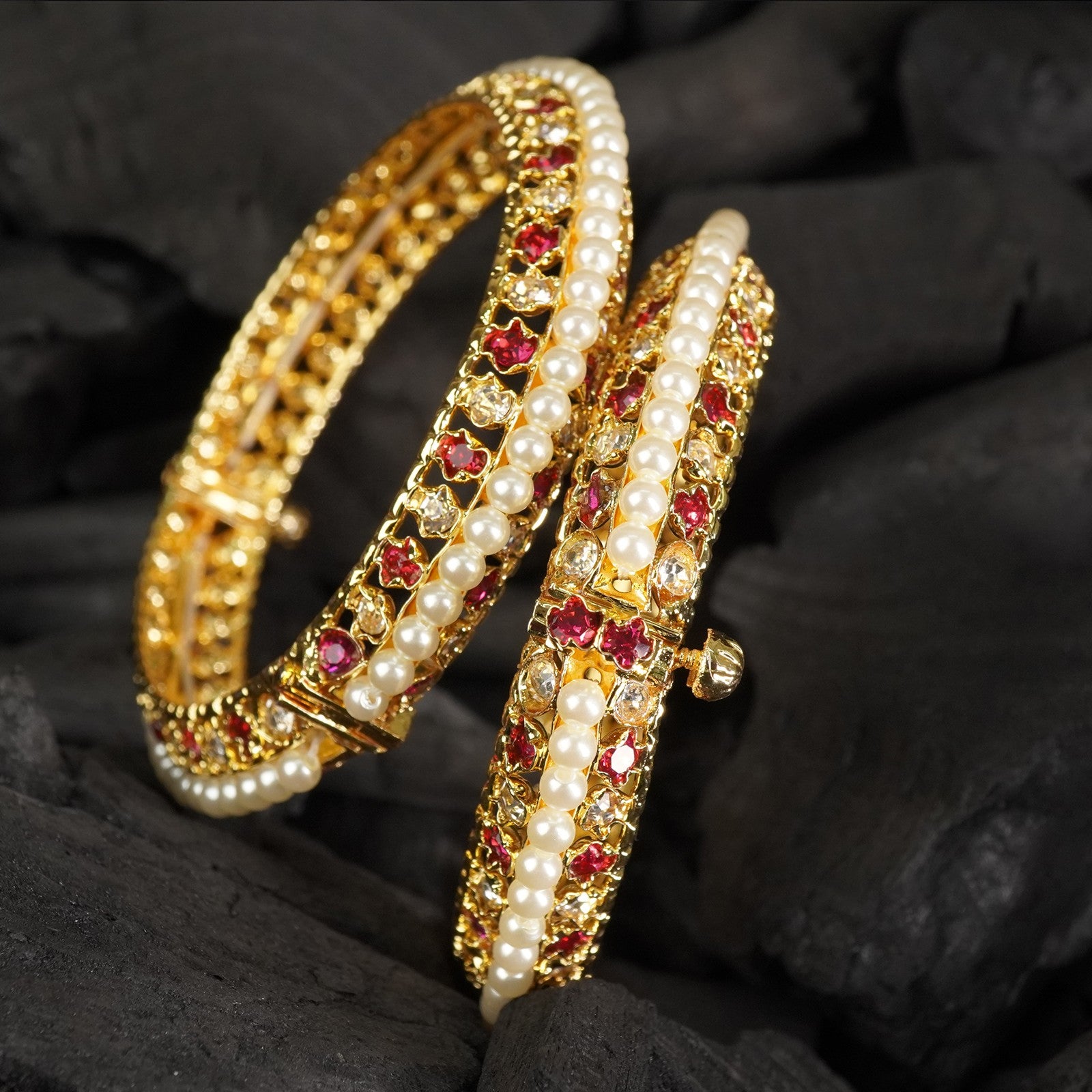 moti bangles in gold plated