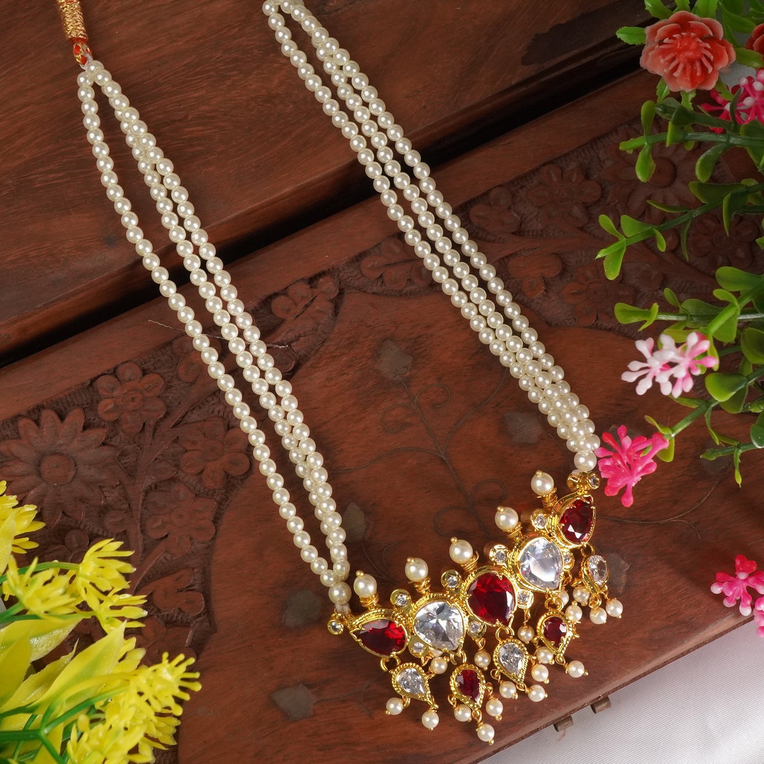 Gold Plated Tanmani Necklace Design