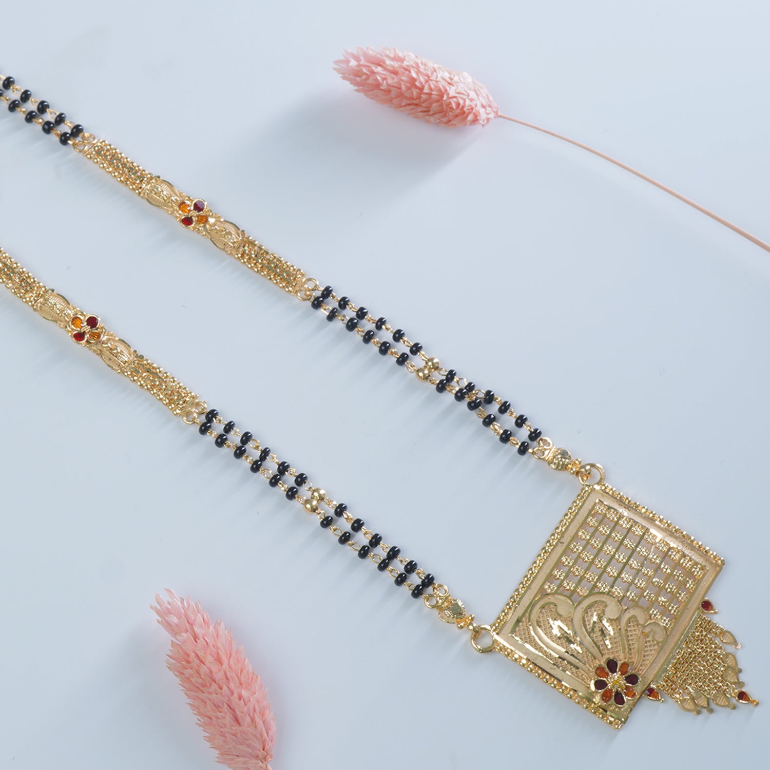 26" Gold Plated Forming Mangalsutra With Square Pendant
