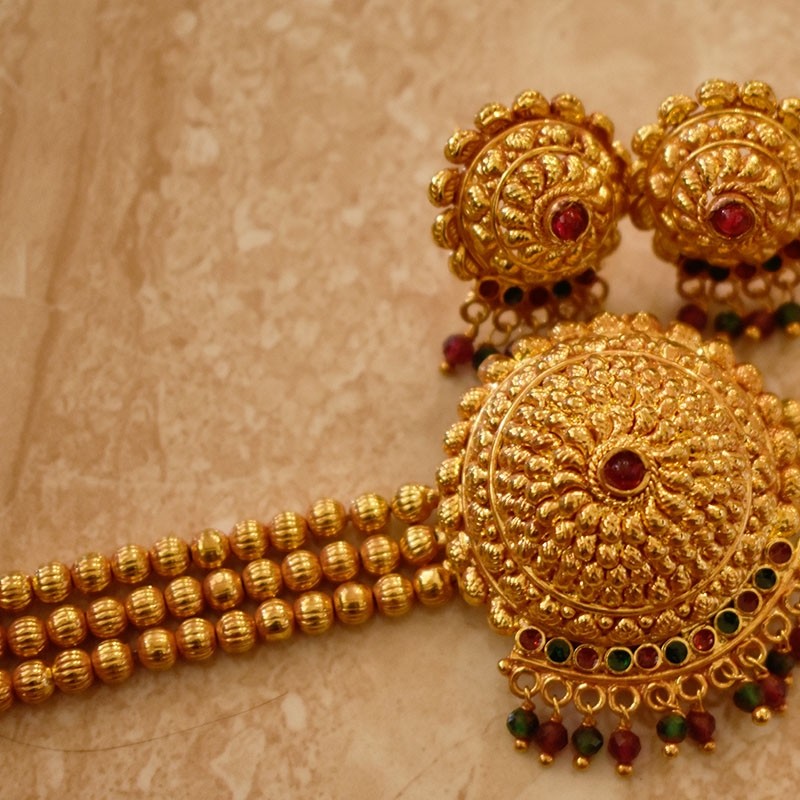 Gram Geru finished choker haar rava pendal