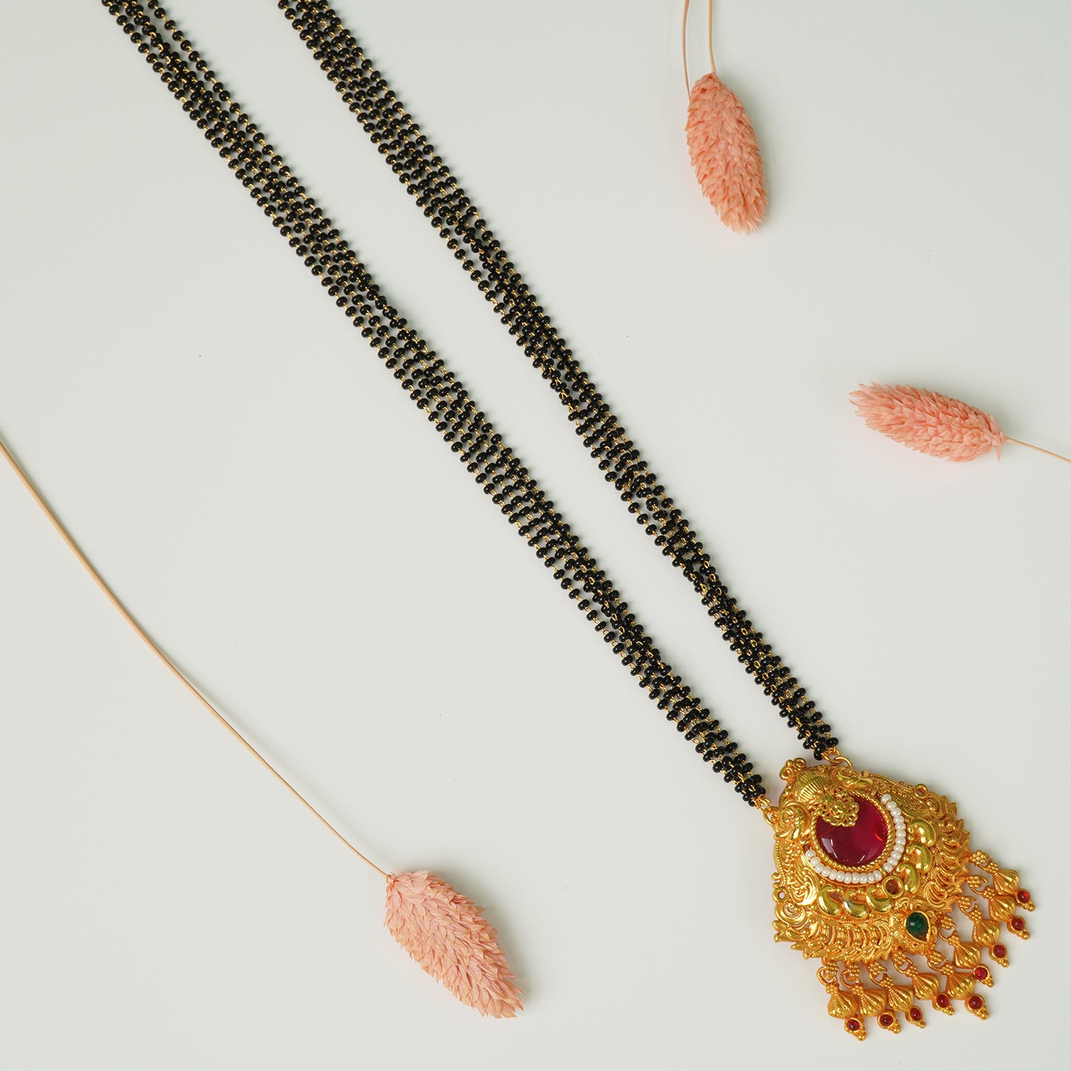 28" Regal Gheru 4 Line Mangalsutra Javmani Pendant