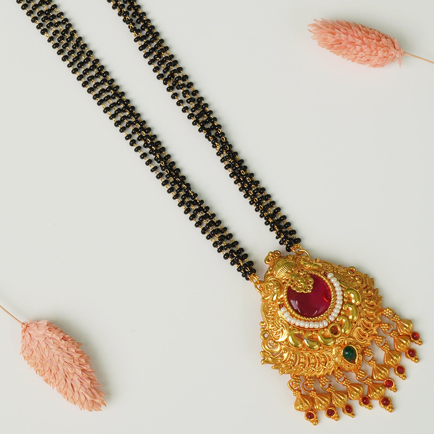 28" Regal Gheru 4 Line Mangalsutra Javmani Pendant