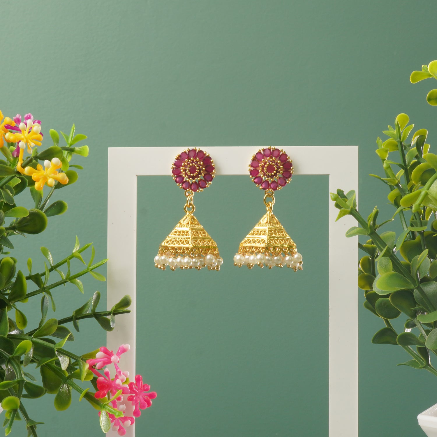 Buy Forming Gold Plated Moti Jhumki Designs Online