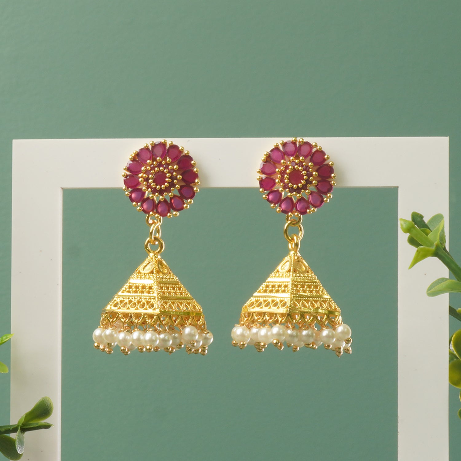 Buy Forming Gold Plated Moti Jhumki Designs Online