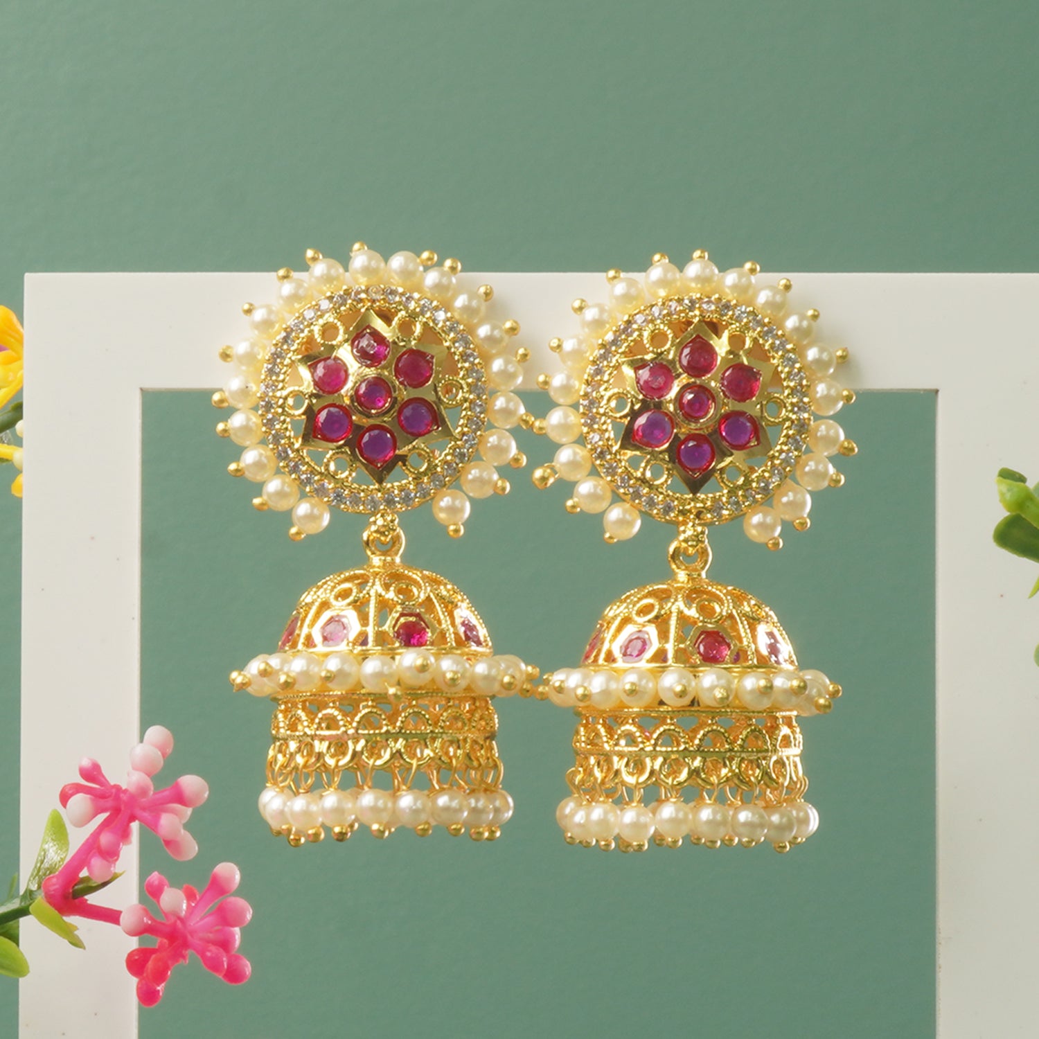Buy Forming Gold Plated Latkan Moti Jhumki Designs Online