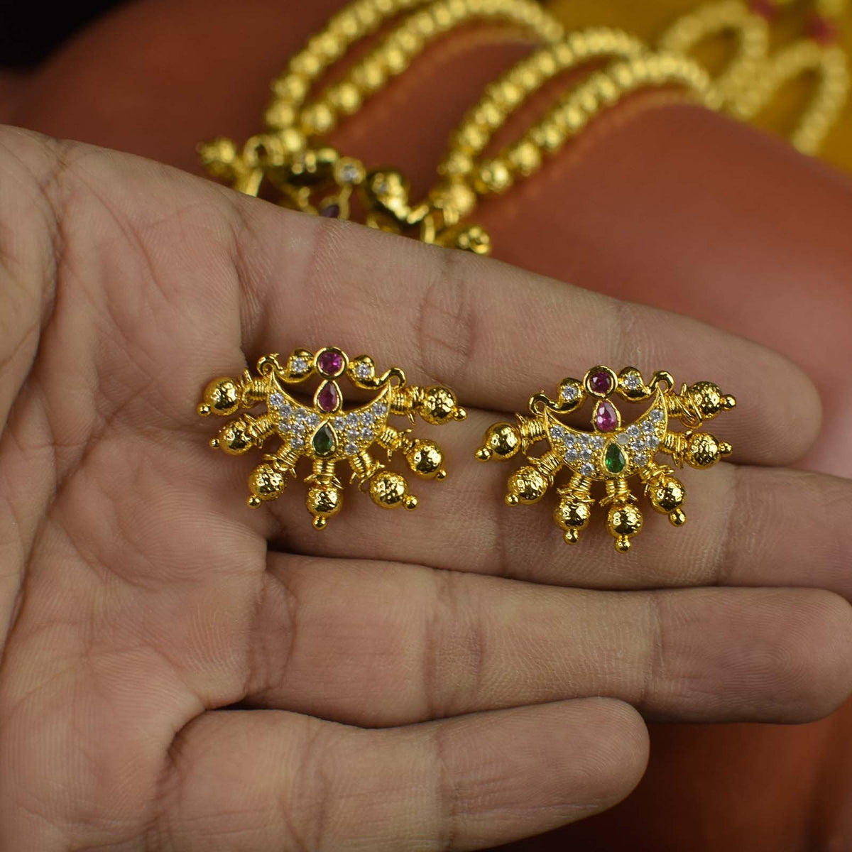 Karwari hathi pendant spotmani haar with earrings