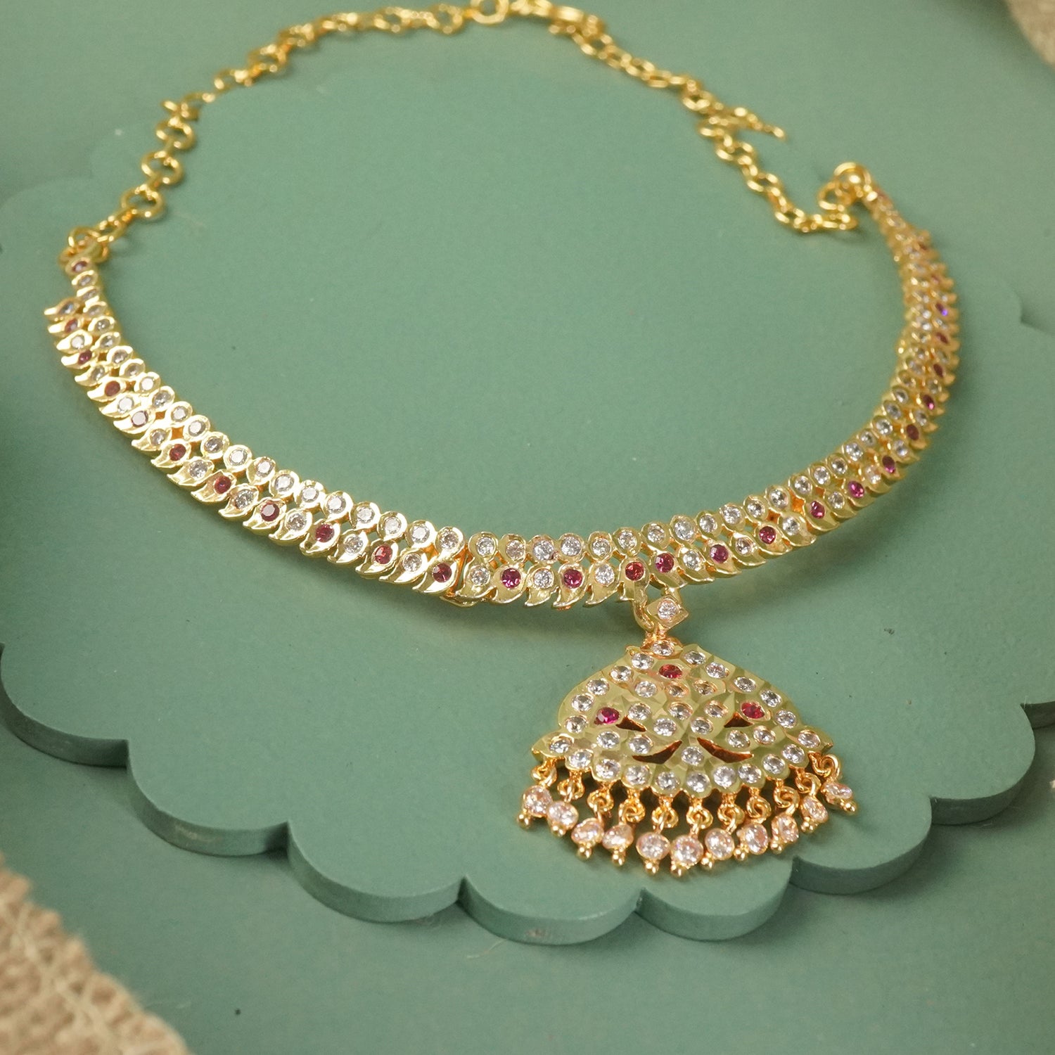 Premium Karwari Haar With Hand Set Stone Studded Pendant