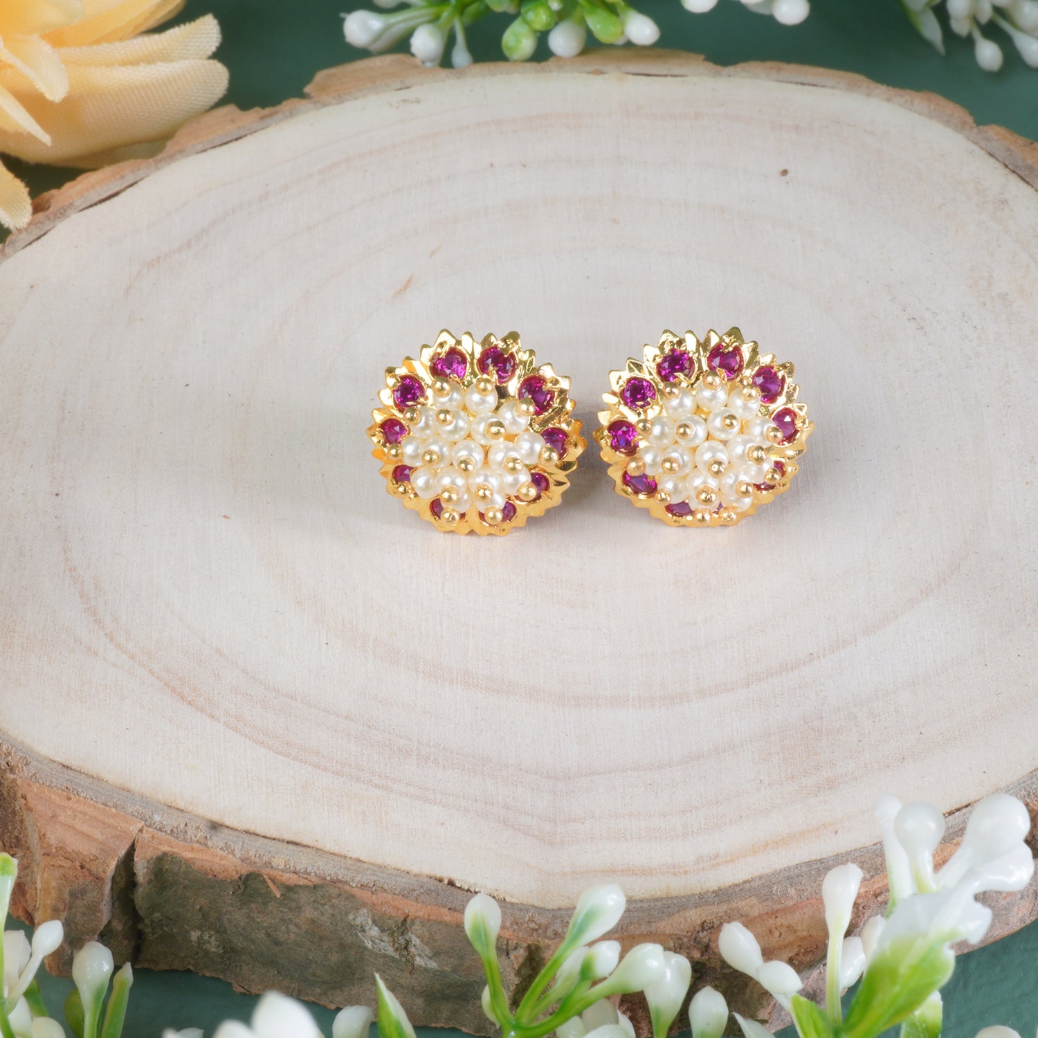 Gold Plated HandSet Karwari Rava Earrings