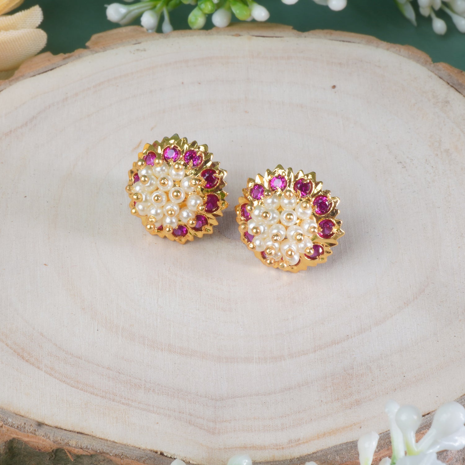 Gold Plated HandSet Karwari Rava Earrings