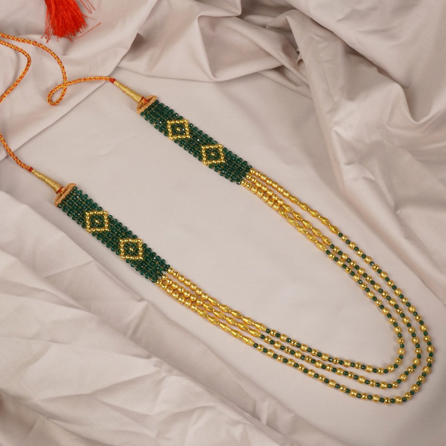 Kolhapuri Dholki Beads Mala Design Green