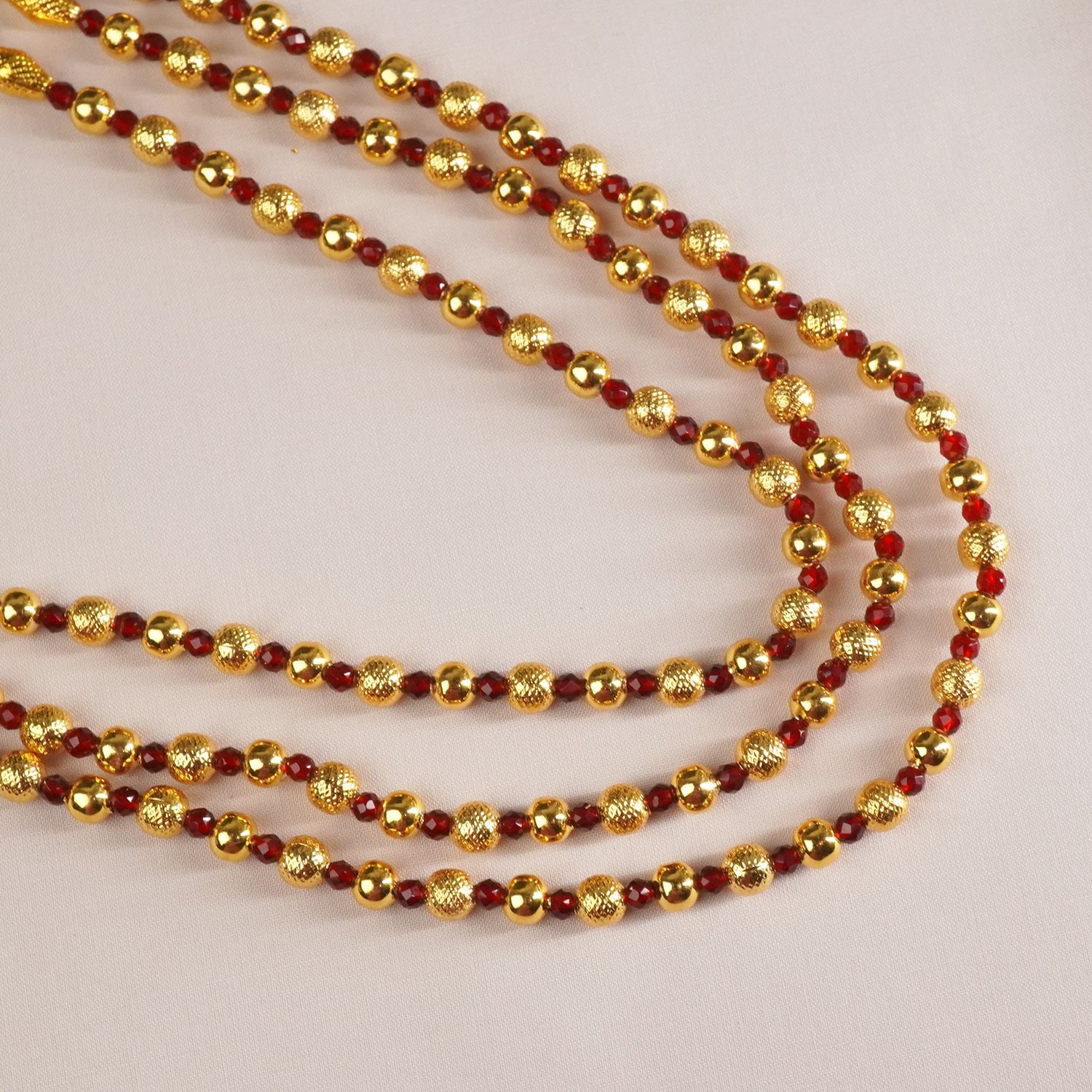 Kolhapuri Three Layer Necklace Design Gold Plated Red