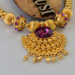 Kolhapuri thushi broad stone mani 3 veni half-round pendal