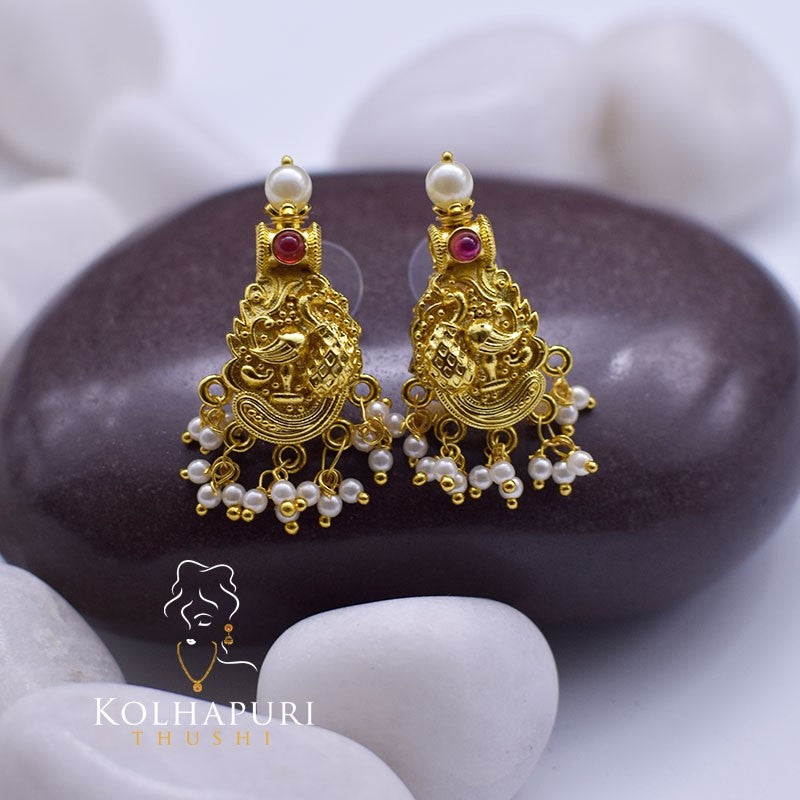 Kolhapuri Thushi Ekeri Peacock - Earring Combo