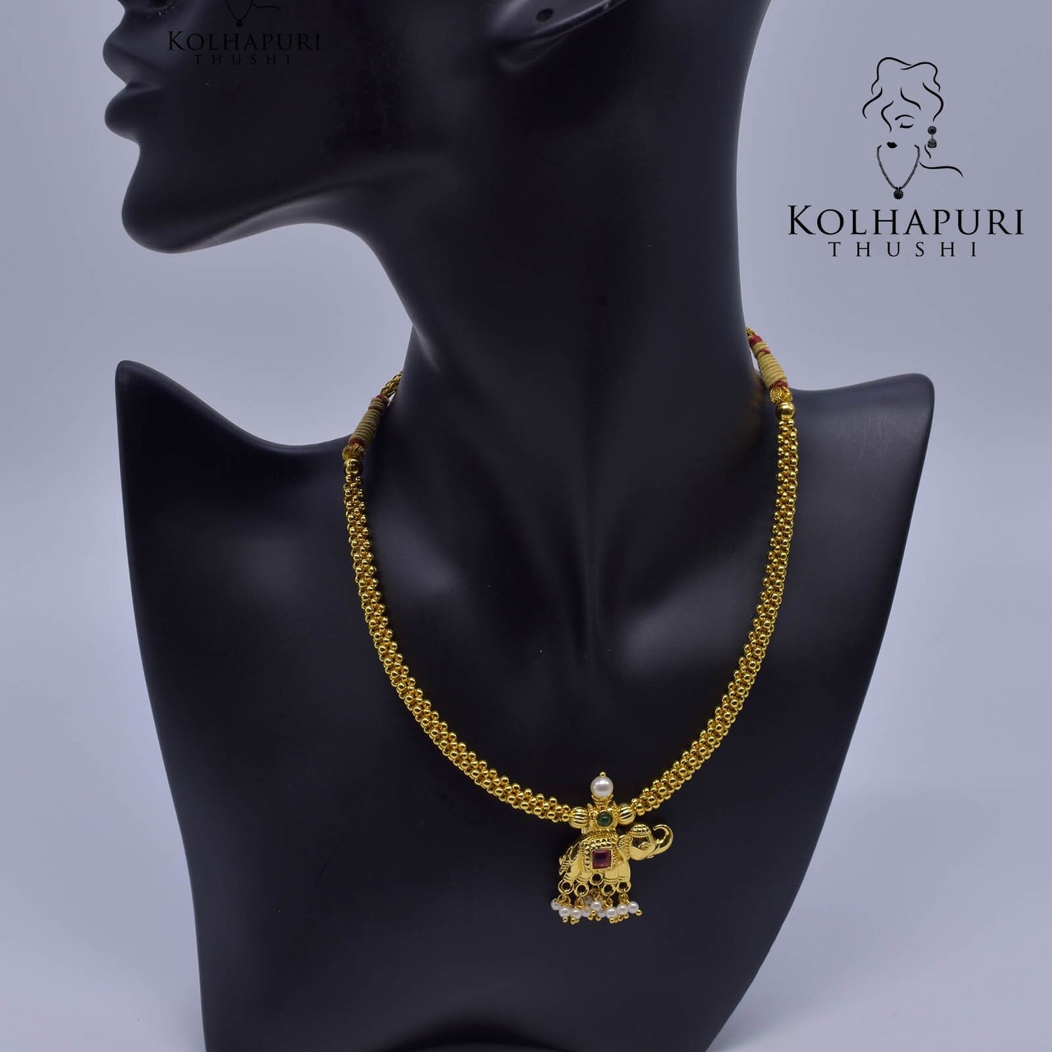 Kolhapuri thushi hathi pendant